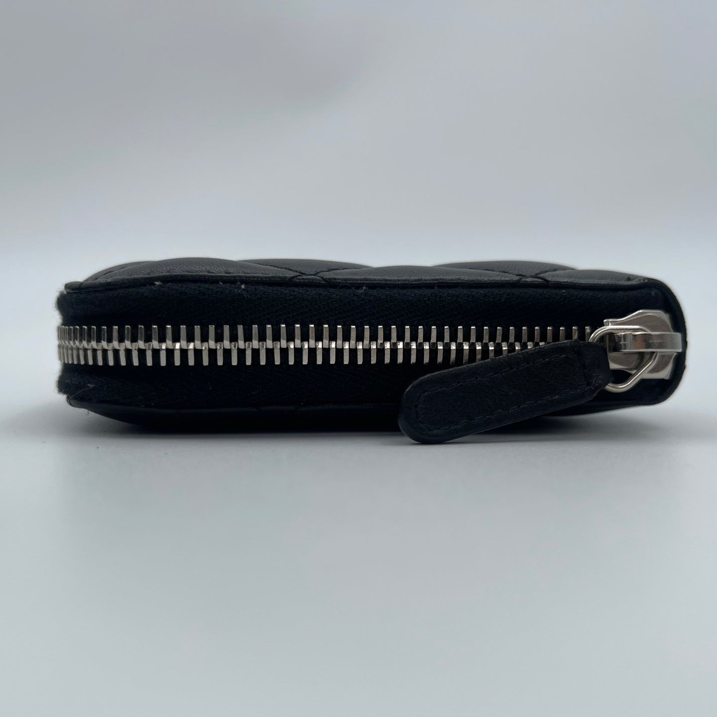 Chanel Black Quilted Lambskin Long Wallet Silver Hardware [Used]