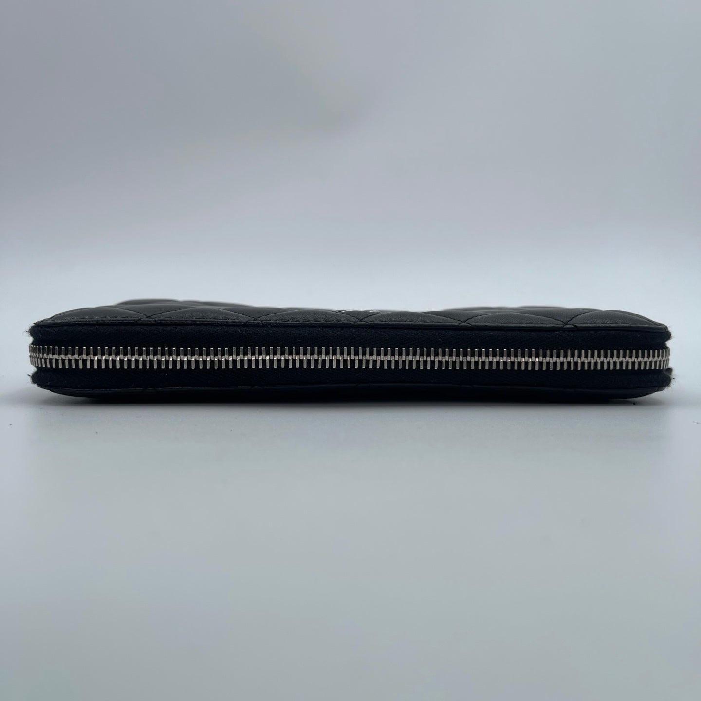 Chanel Black Quilted Lambskin Long Wallet Silver Hardware [Used]
