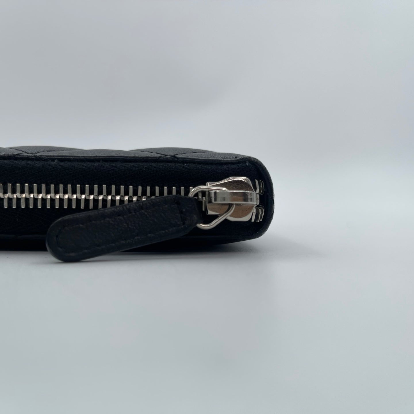 Chanel Black Quilted Lambskin Long Wallet Silver Hardware [Used]