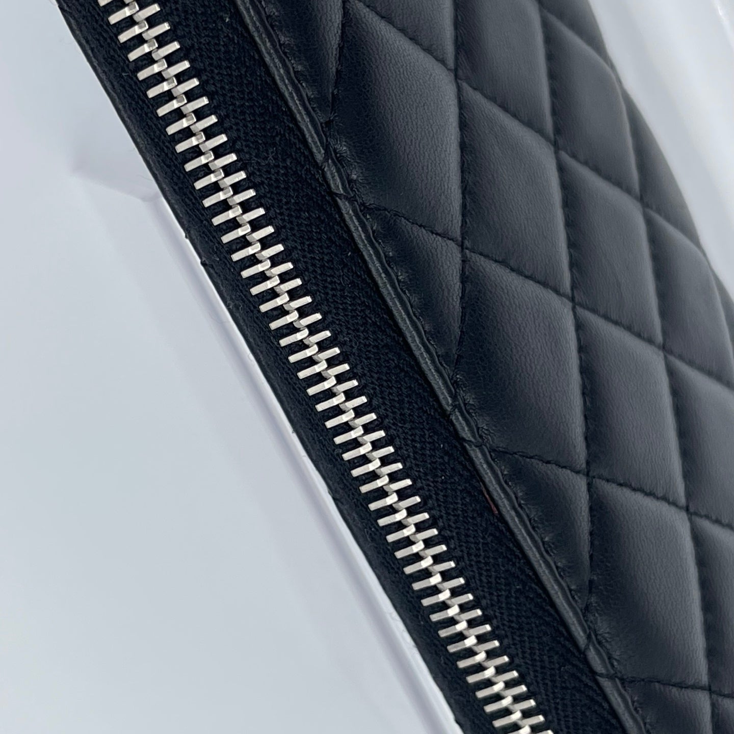 Chanel Black Quilted Lambskin Long Wallet Silver Hardware [Used]