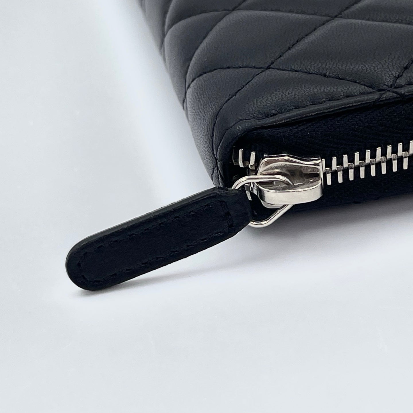 Chanel Black Quilted Lambskin Long Wallet Silver Hardware [Used]