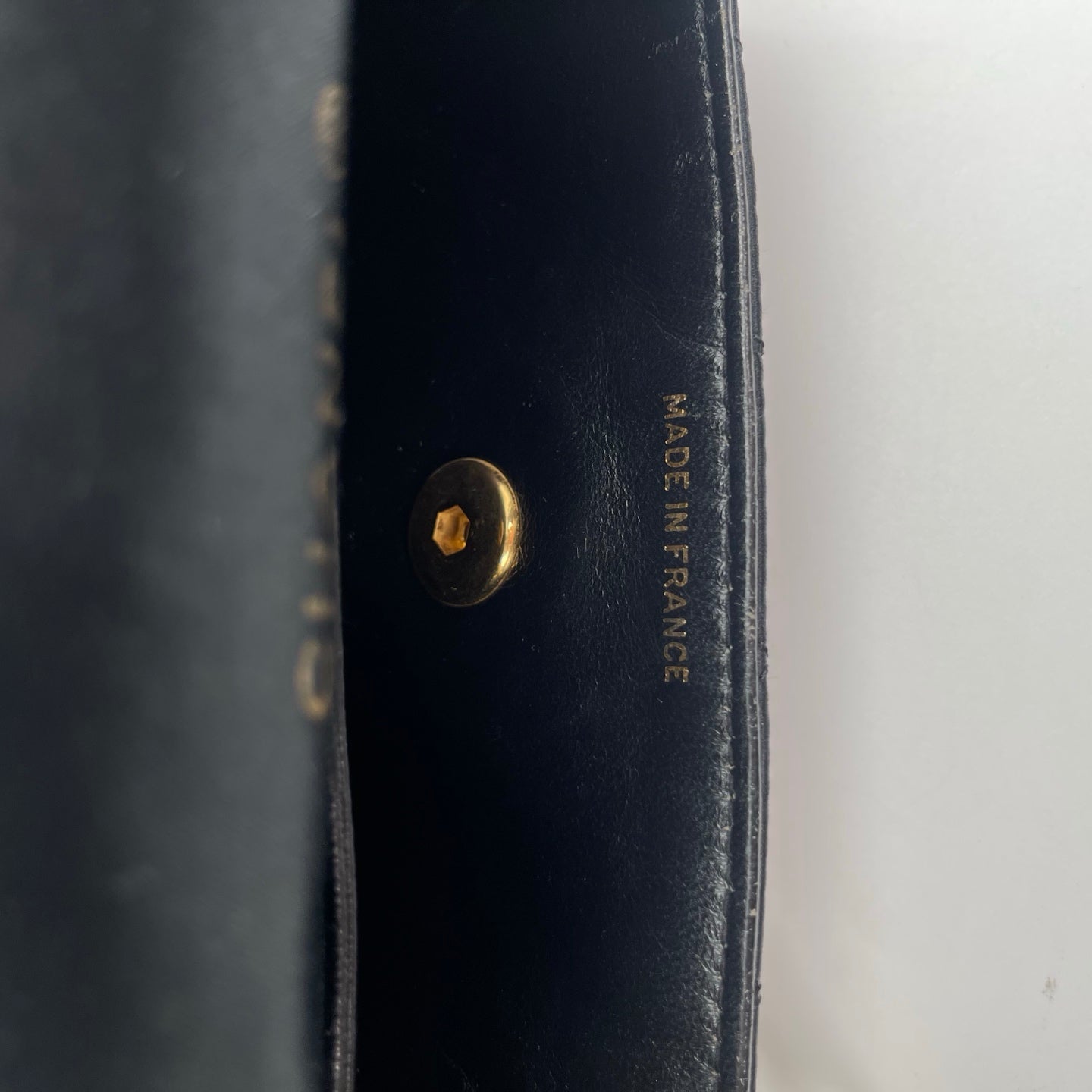 Chanel Black Satin & Leather Embossed Letter Chain Shoulder Bag Gold Hardware [Used]