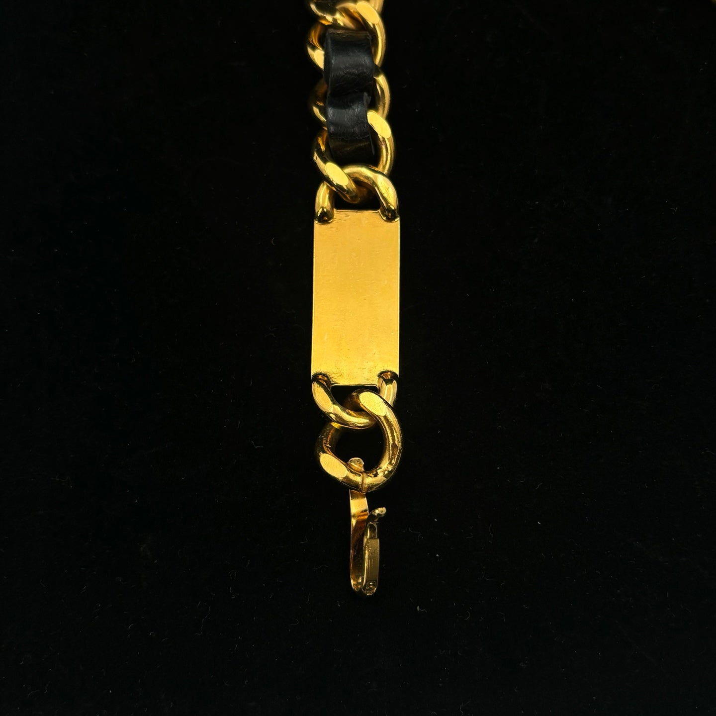 Chanel Black Leather Chain Coin Belt Gold Hardware [Used]