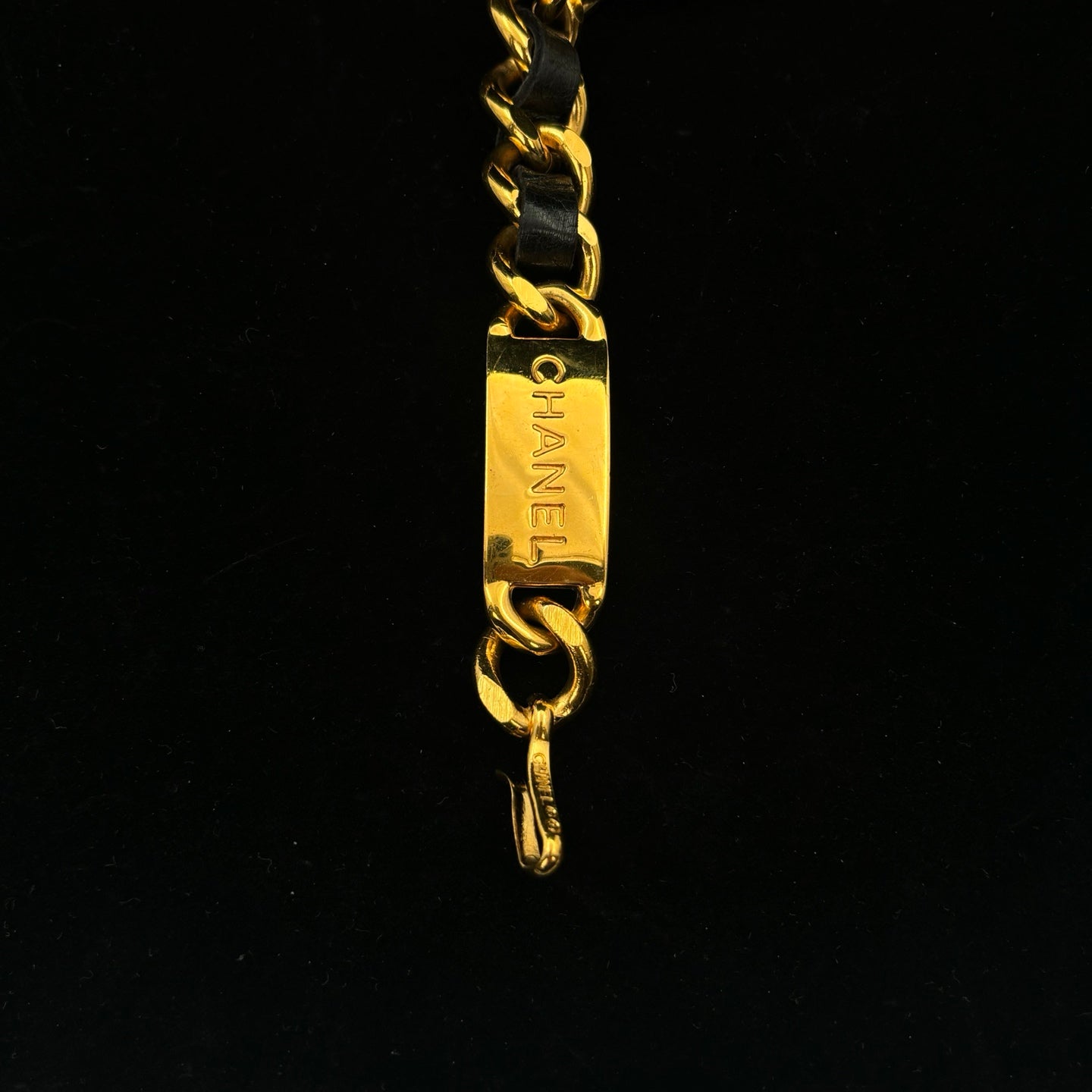 Chanel Black Leather Chain Coin Belt Gold Hardware [Used]