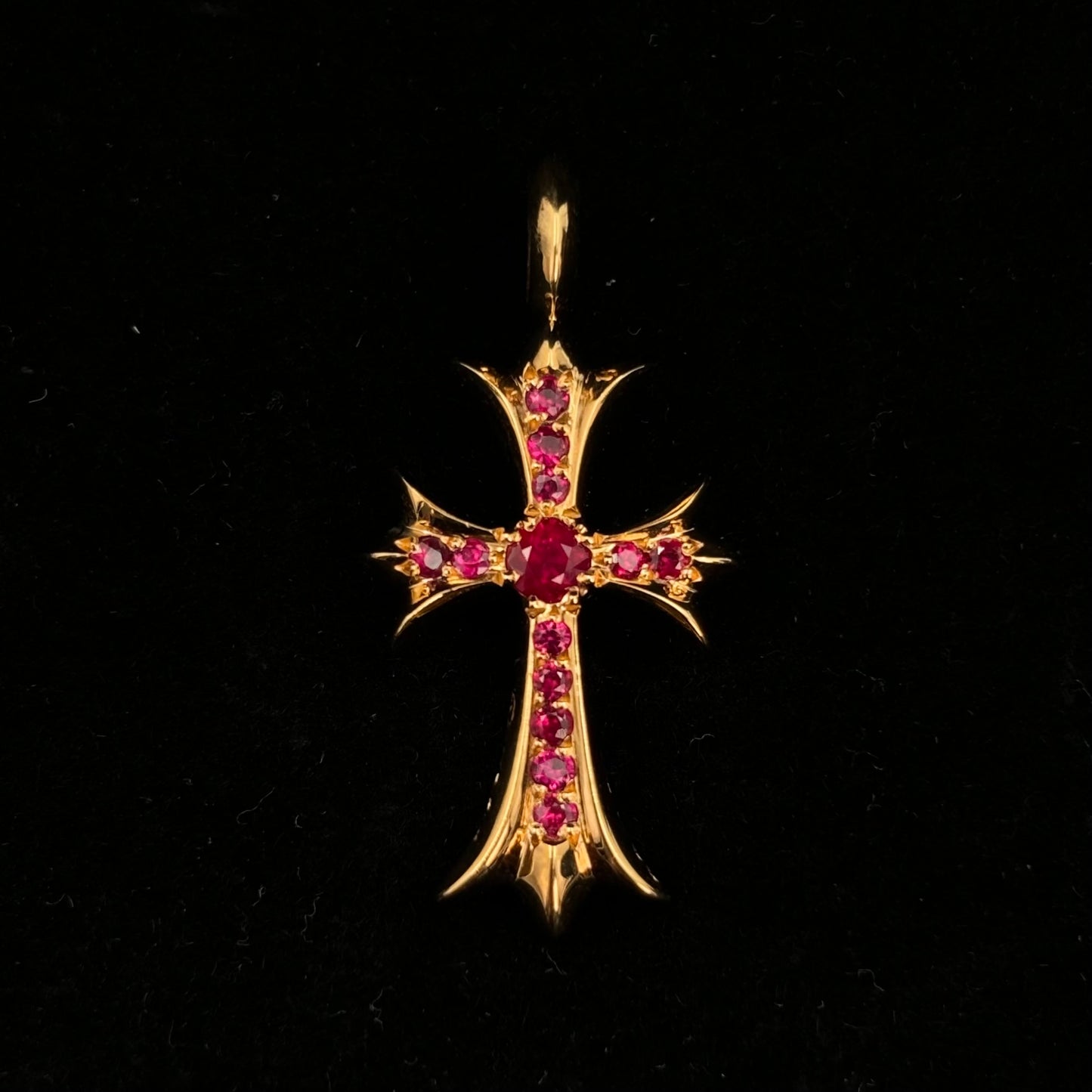 Chrome Hearts 22K Gold Ruby Tiny Cross Pendant [Unused]