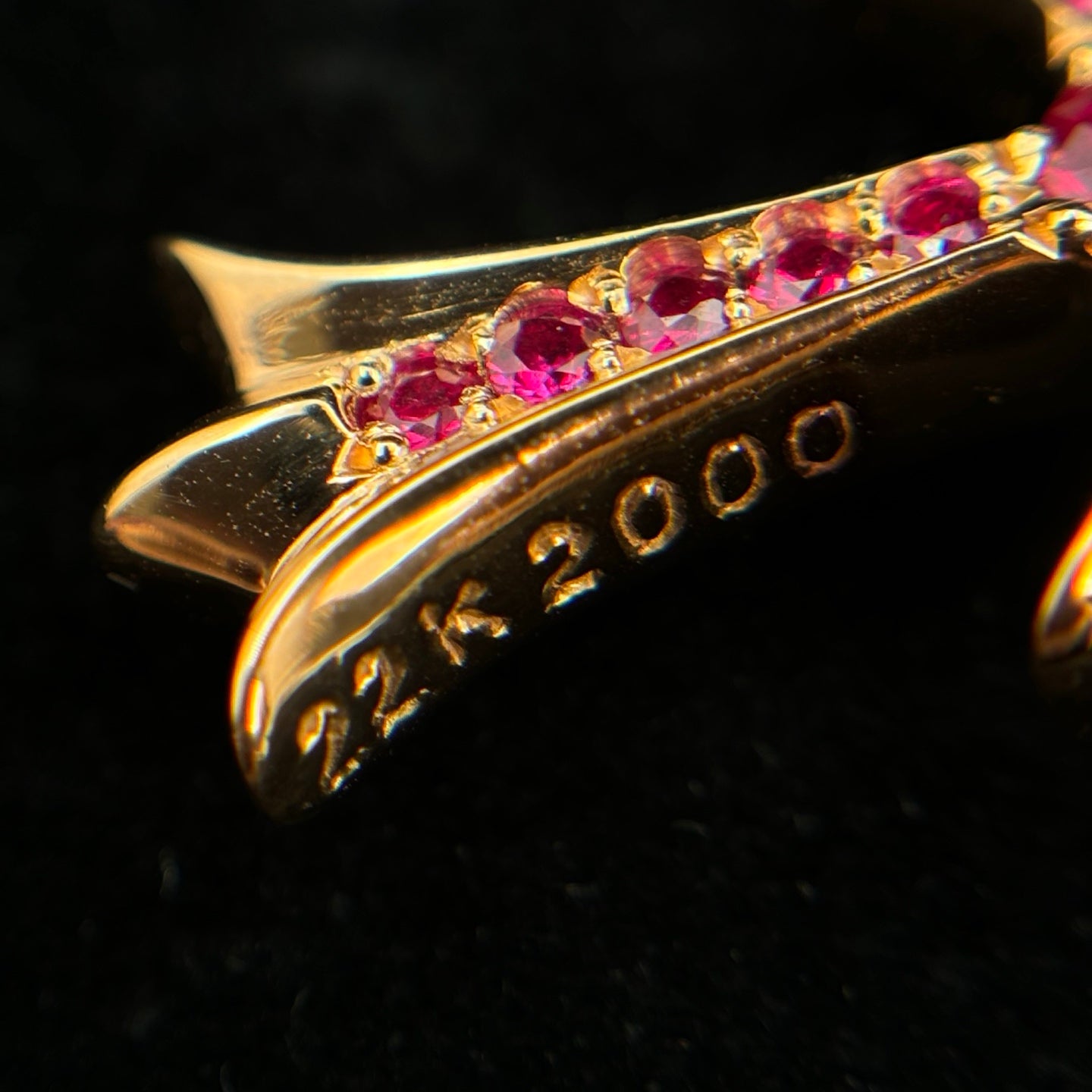 Chrome Hearts 22K Gold Ruby Tiny Cross Pendant [Unused]