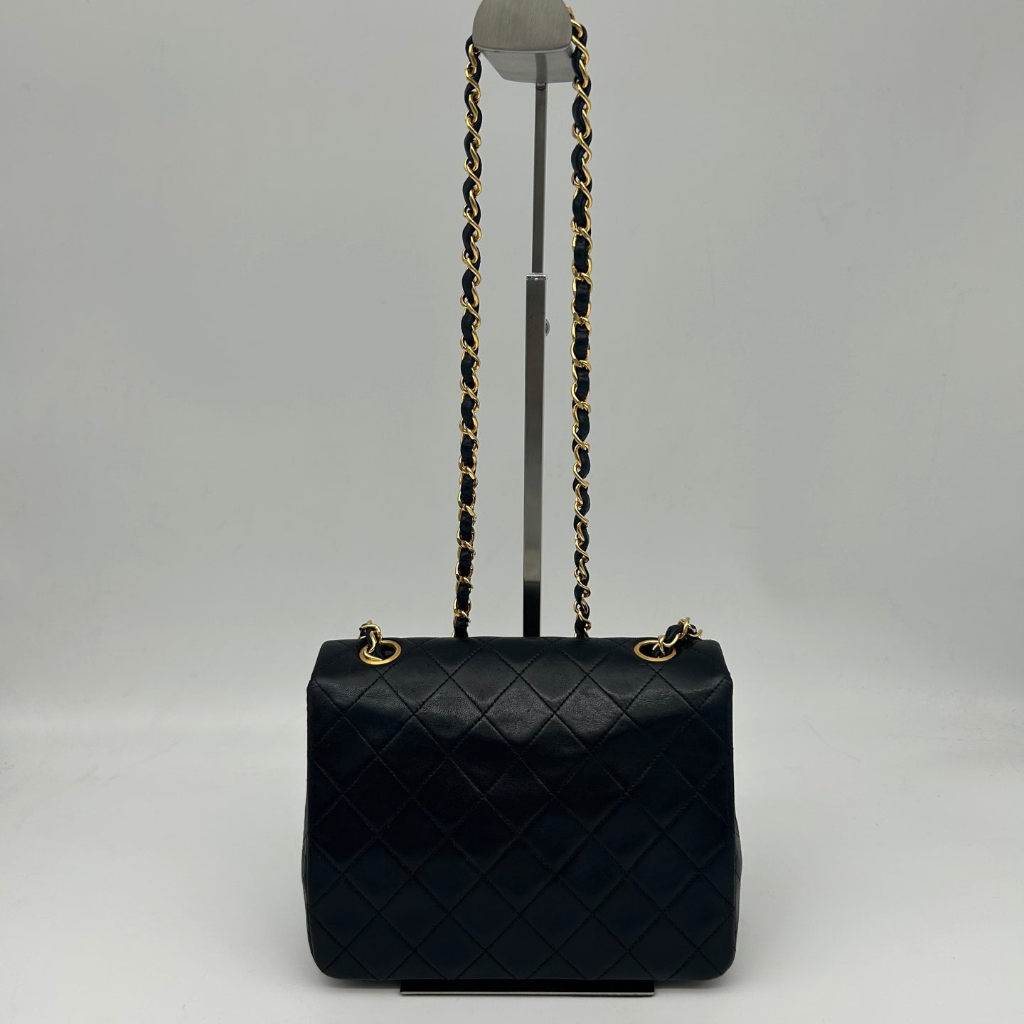 Chanel Black Lambskin Square Flap Chain Shoulder Bag Gold Hardware [Used]