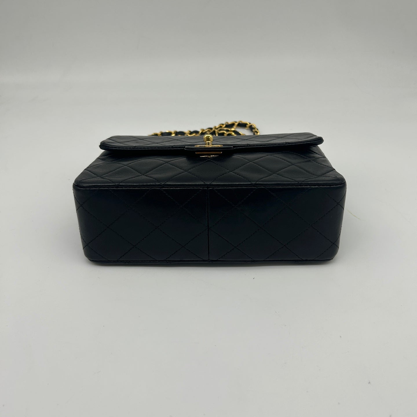 Chanel Black Lambskin Square Flap Chain Shoulder Bag Gold Hardware [Used]