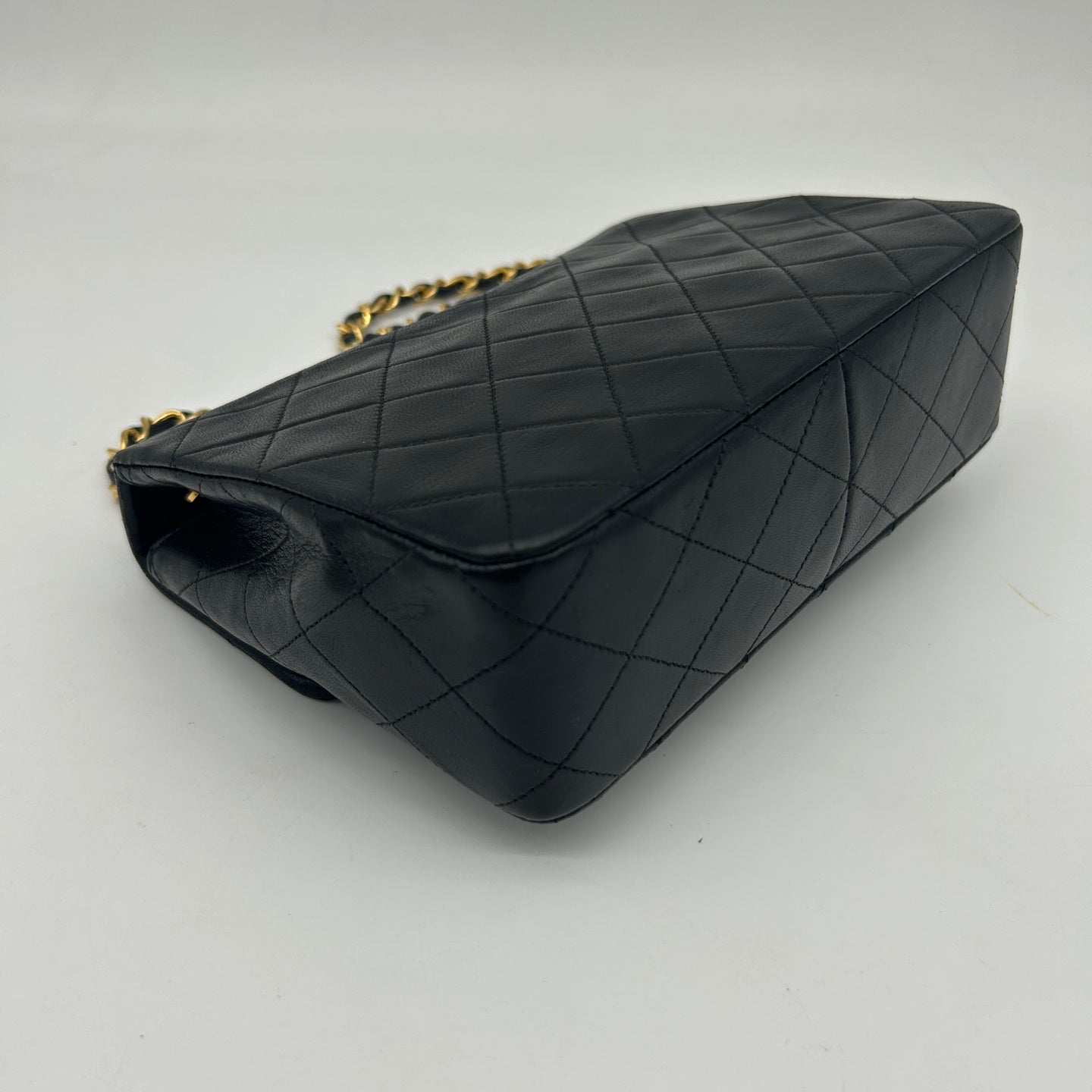 Chanel Black Lambskin Square Flap Chain Shoulder Bag Gold Hardware [Used]
