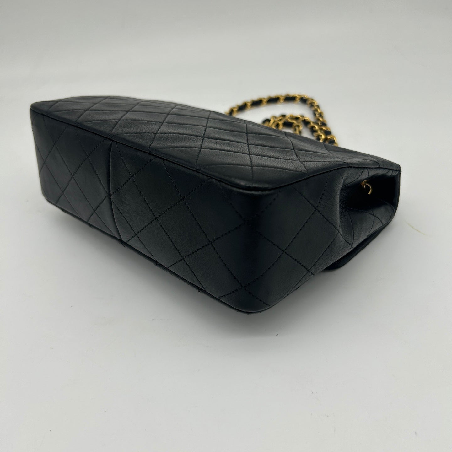 Chanel Black Lambskin Square Flap Chain Shoulder Bag Gold Hardware [Used]