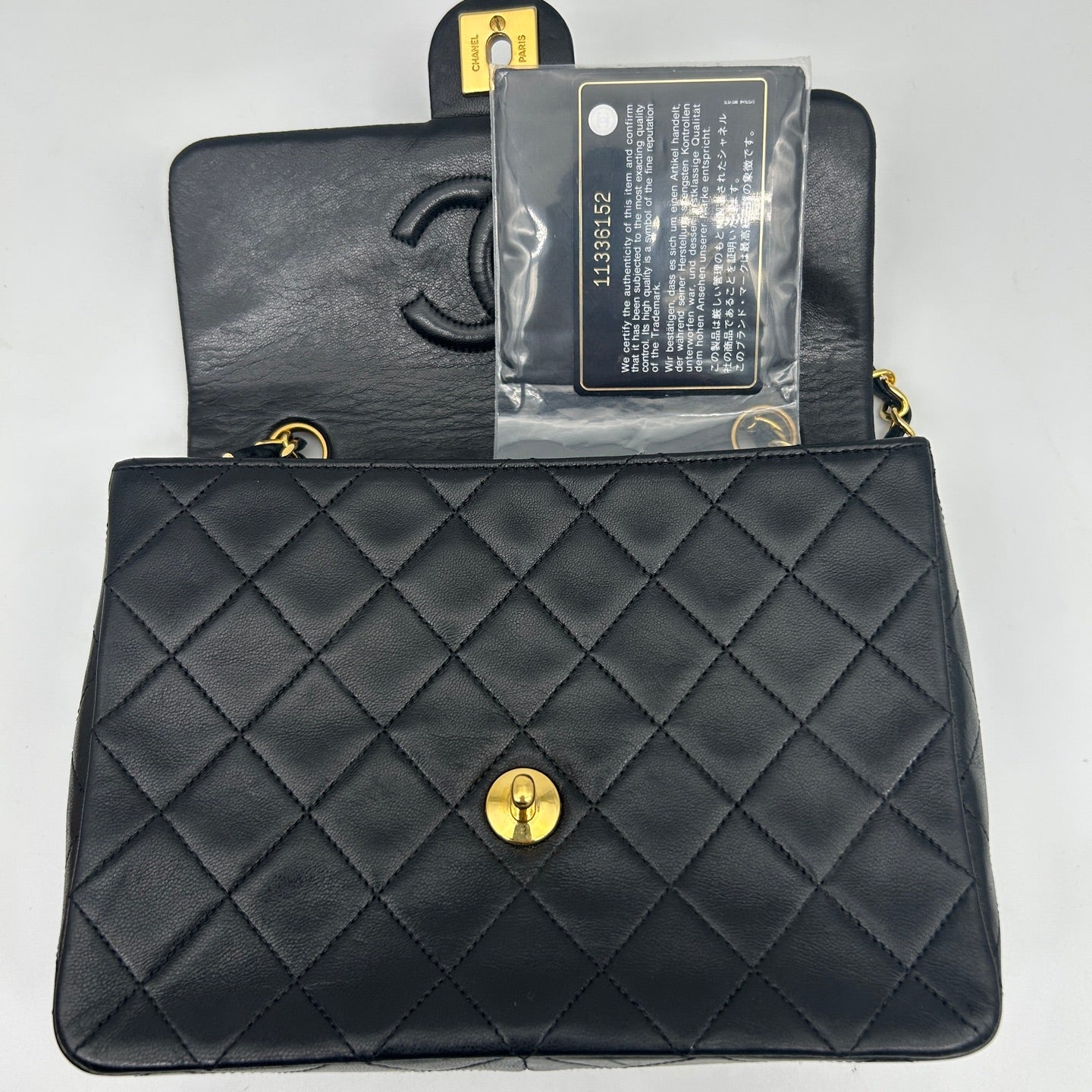 Chanel Black Lambskin Square Flap Chain Shoulder Bag Gold Hardware [Used]