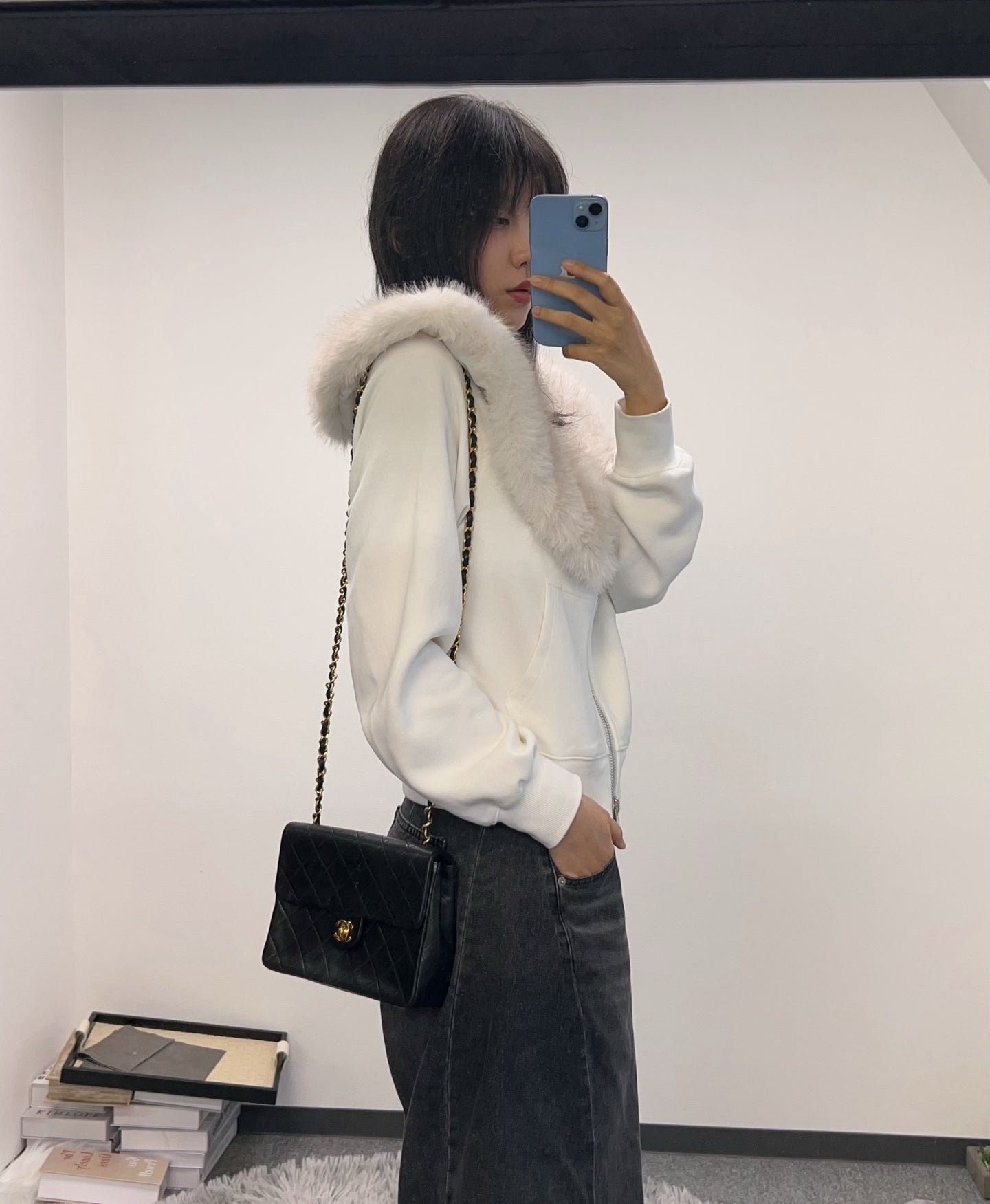 Chanel Black Lambskin Square Flap Chain Shoulder Bag Gold Hardware [Used]
