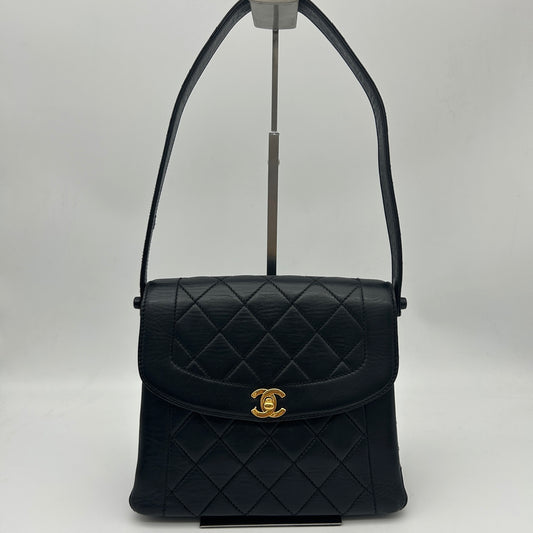 Chanel Black Lambskin Quilted Kelly Shoulder Bag Gold Hardware [Used]