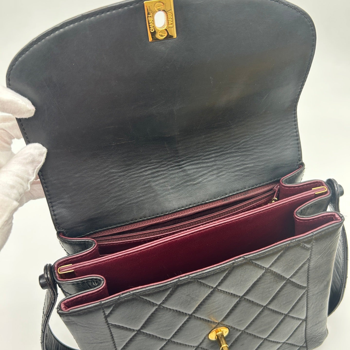 Chanel Black Lambskin Quilted Kelly Shoulder Bag Gold Hardware [Used]