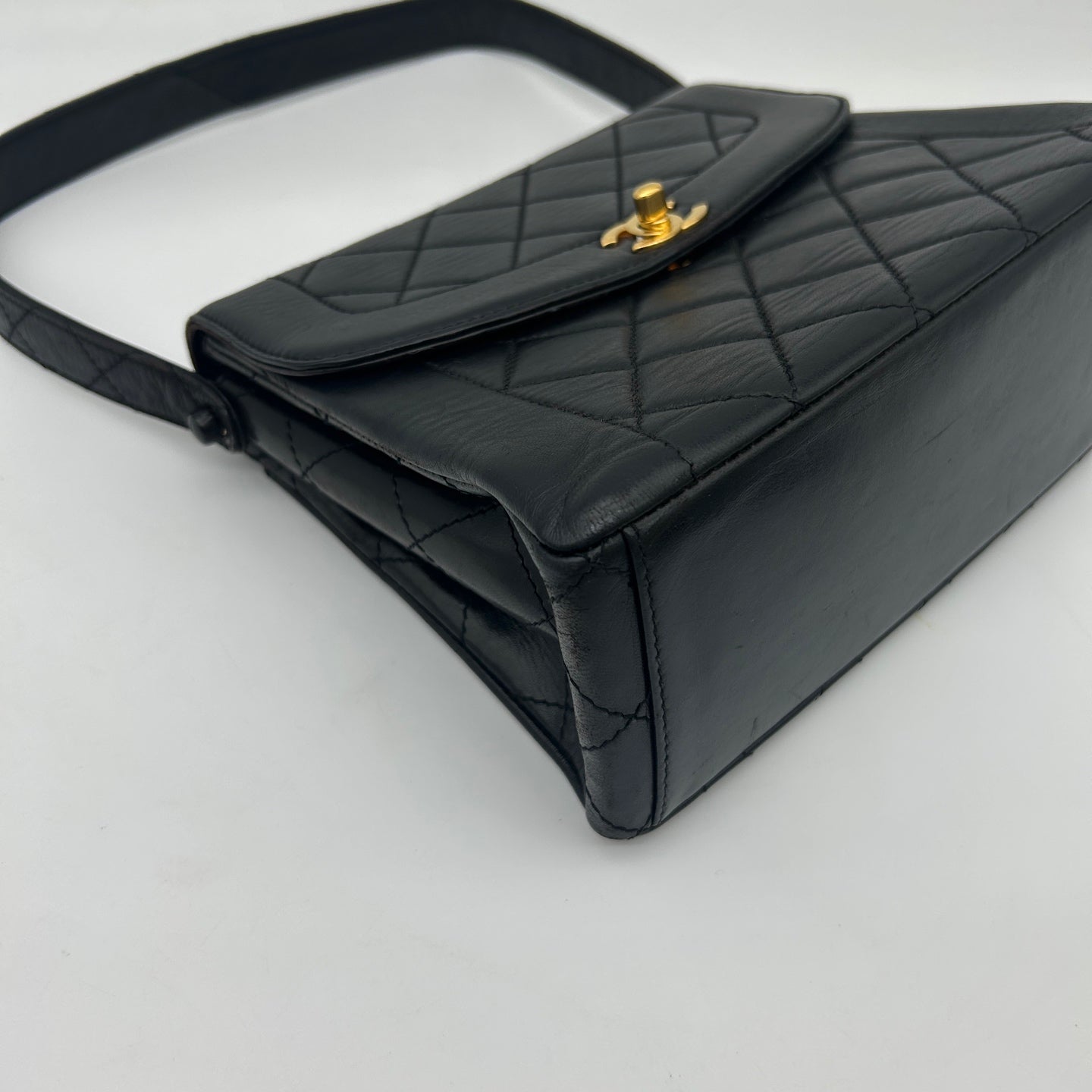 Chanel Black Lambskin Quilted Kelly Shoulder Bag Gold Hardware [Used]