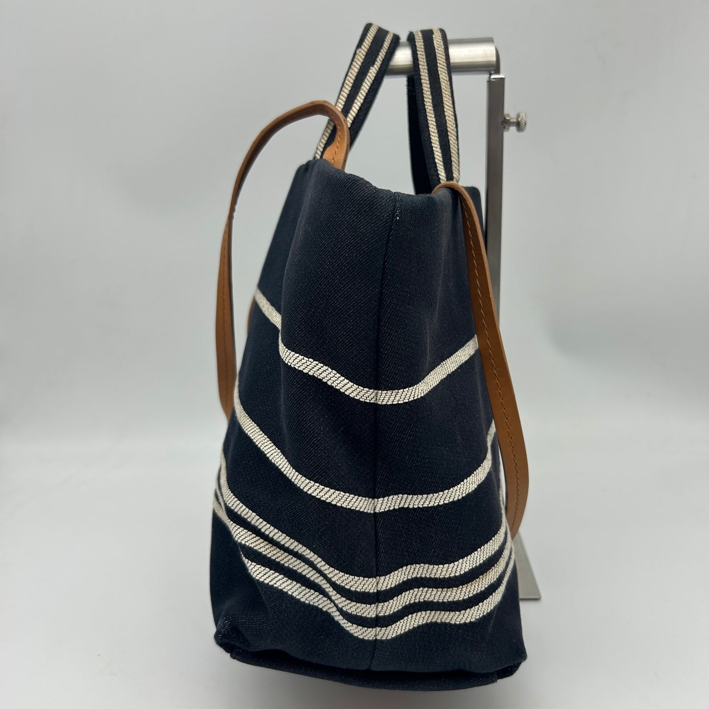 Chanel Striped Denim Navy Small Beach Tote Bag [Used]