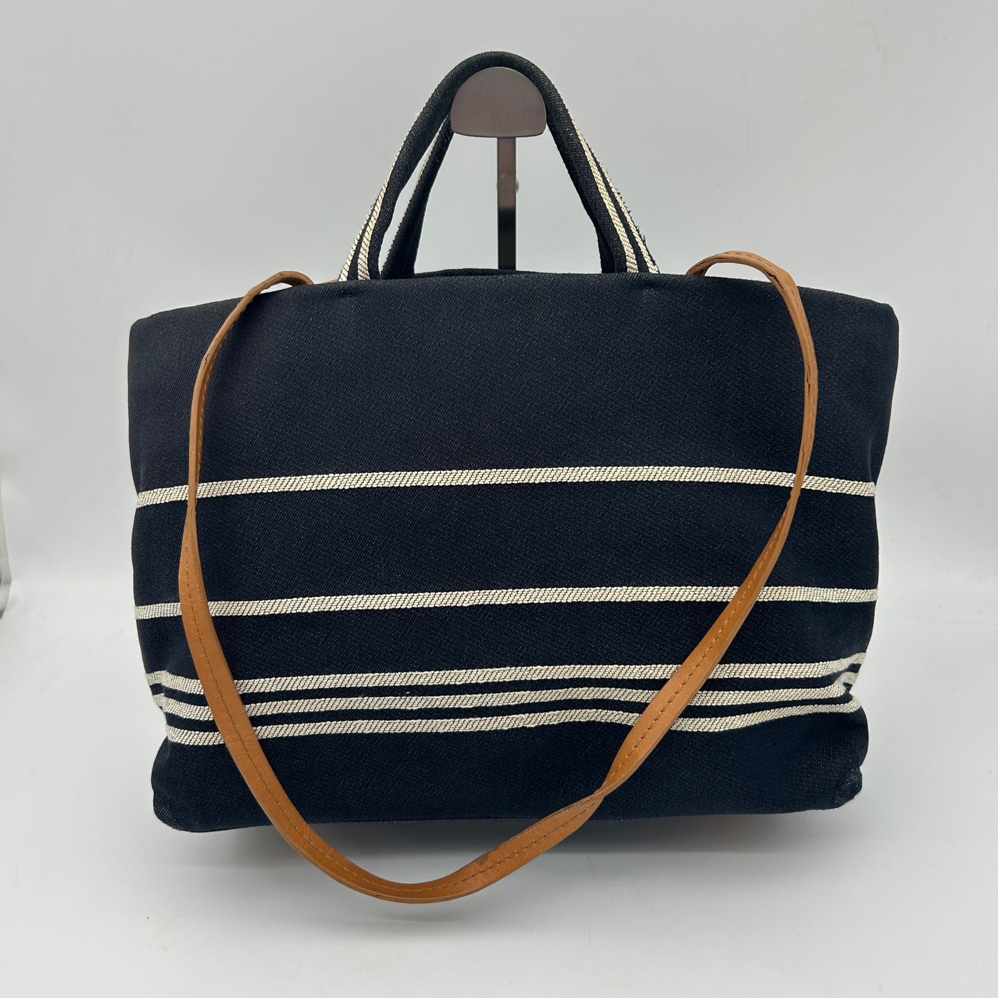 Chanel Striped Denim Navy Small Beach Tote Bag [Used]