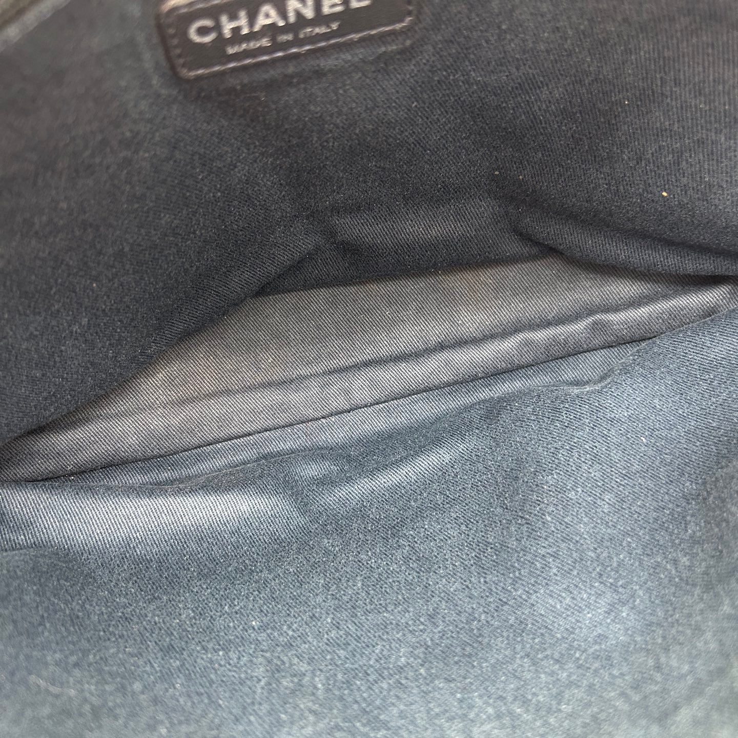 Chanel Striped Denim Navy Small Beach Tote Bag [Used]