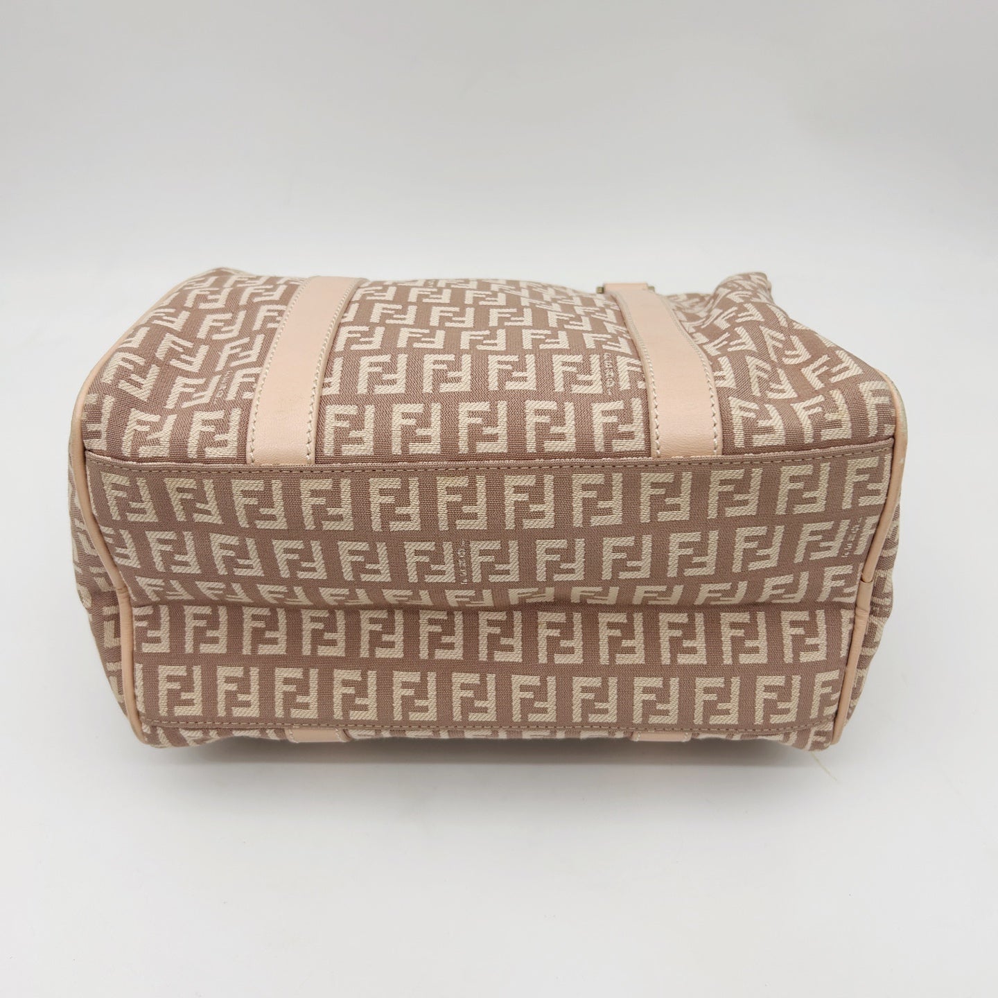 Fendi Pink Zucca Fabric Leather Trim Mini Boston Handbag [Used]