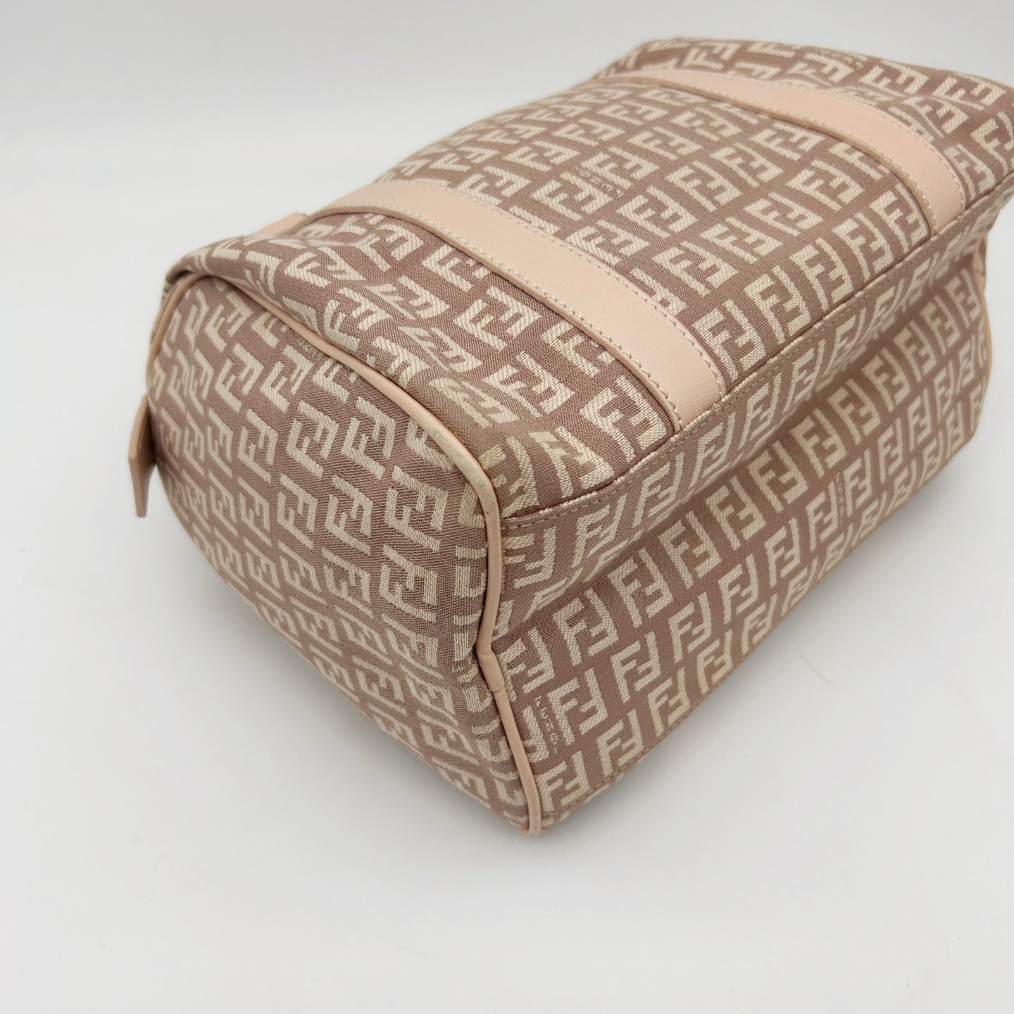 Fendi Pink Zucca Fabric Leather Trim Mini Boston Handbag [Used]