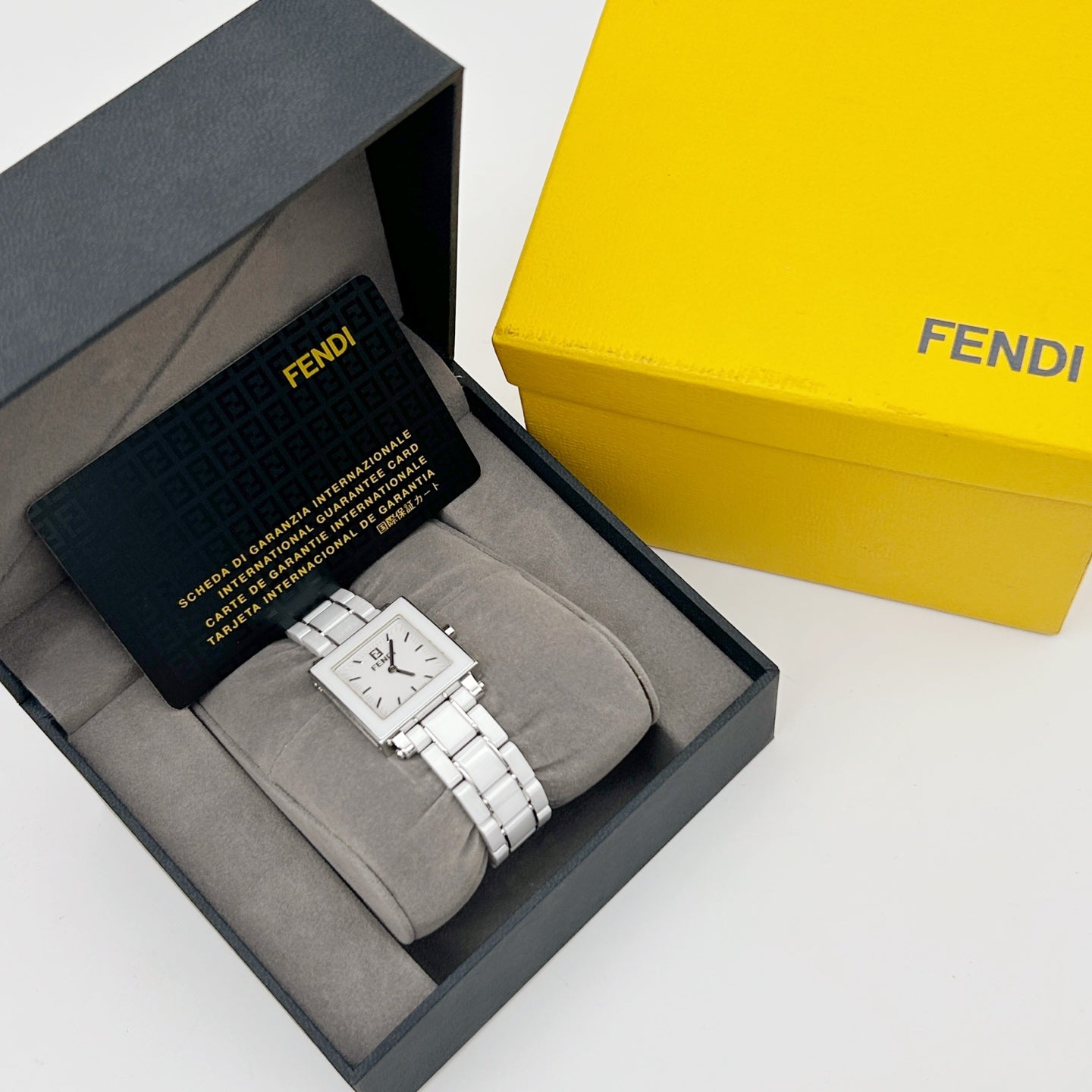 Fendi White Ceramic Square Watch [Used]