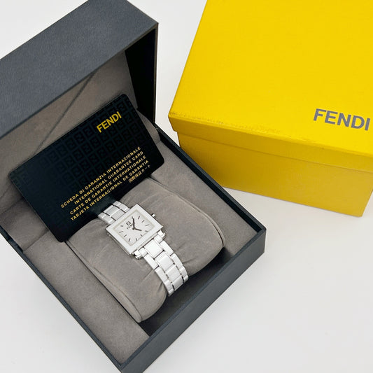 Fendi White Ceramic Square Watch [Used]