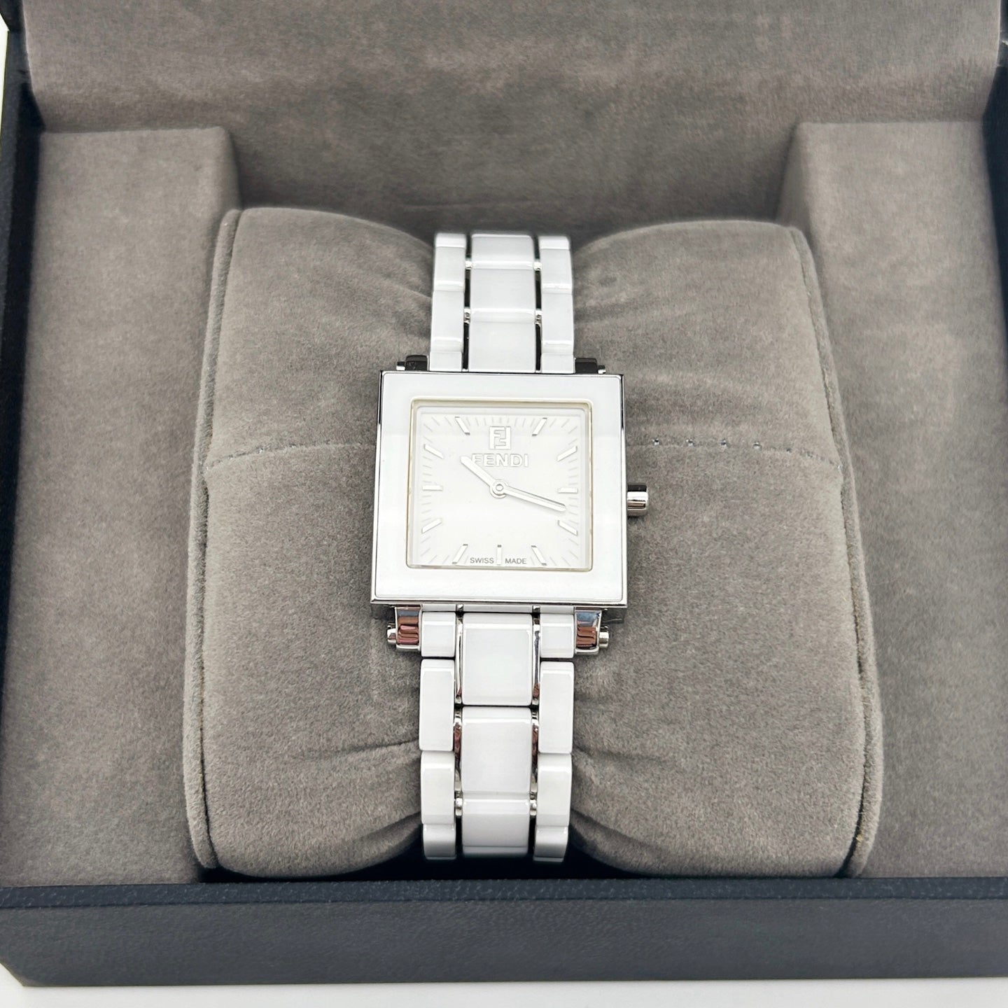 Fendi White Ceramic Square Watch [Used]