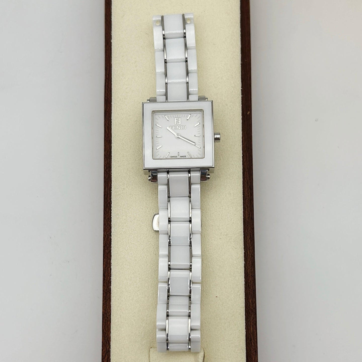 Fendi White Ceramic Square Watch [Used]