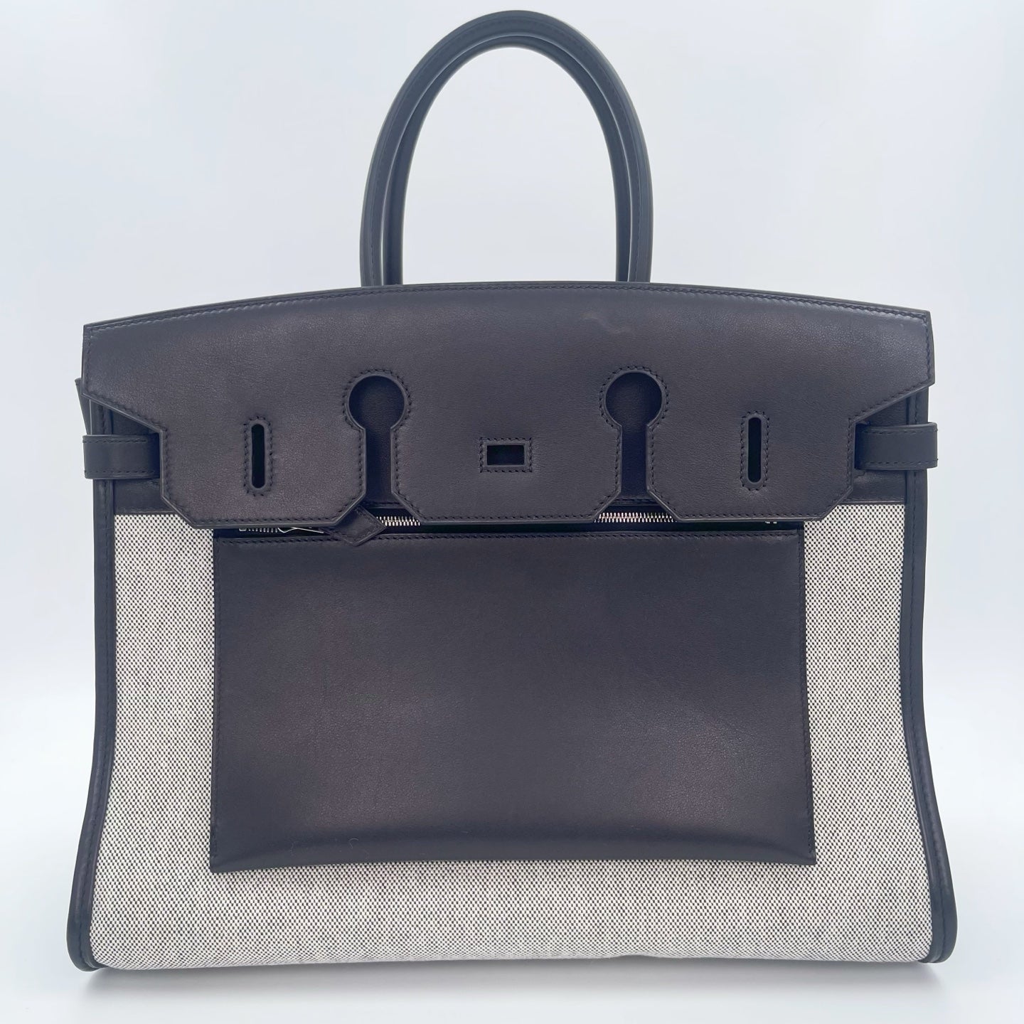 Hermès Birkin 35 A L'Envers Black-Grey Toile H Canvas and Black Volupto Palladium Hardware