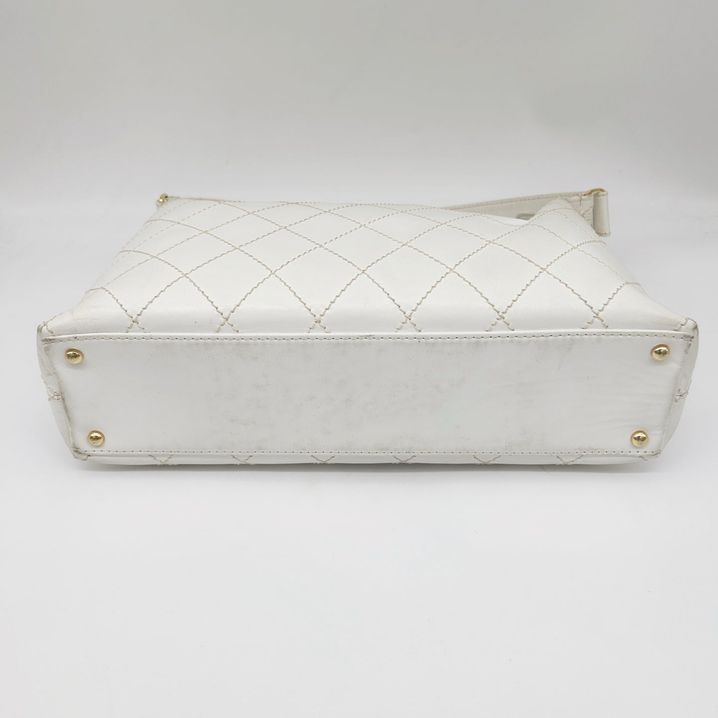 Chanel White External Stitch Shoulder Bag [Used]