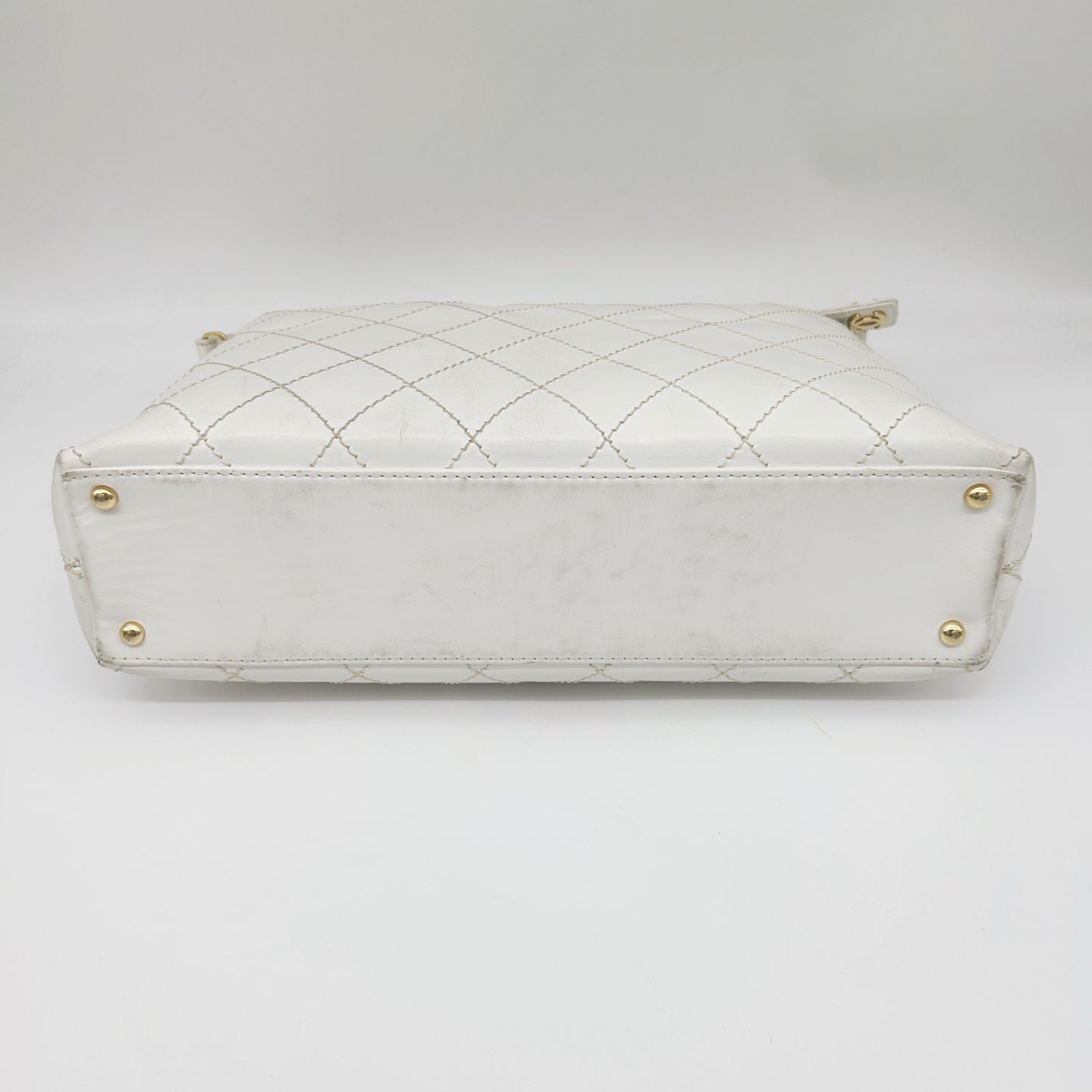 Chanel White External Stitch Shoulder Bag [Used]