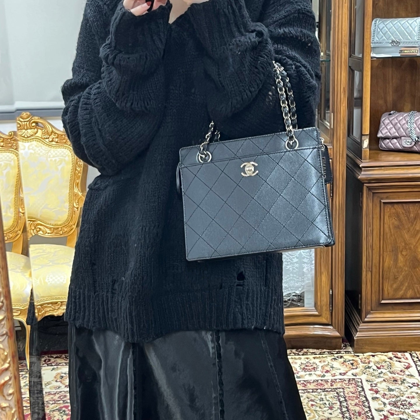 Chanel Black Caviar Handbag [Used]