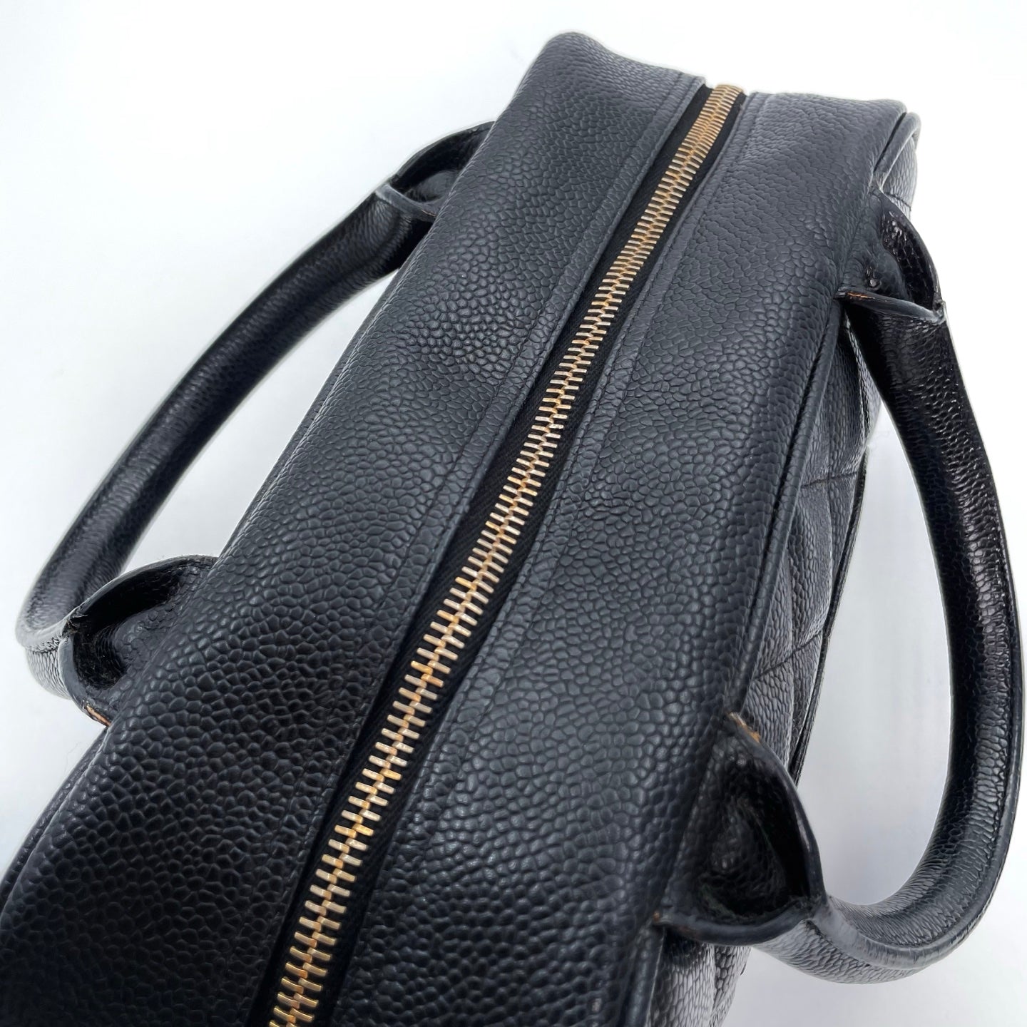 Chanel Small Black Caviar Leather Bowling Tote Bag Gold Hardware [Used]