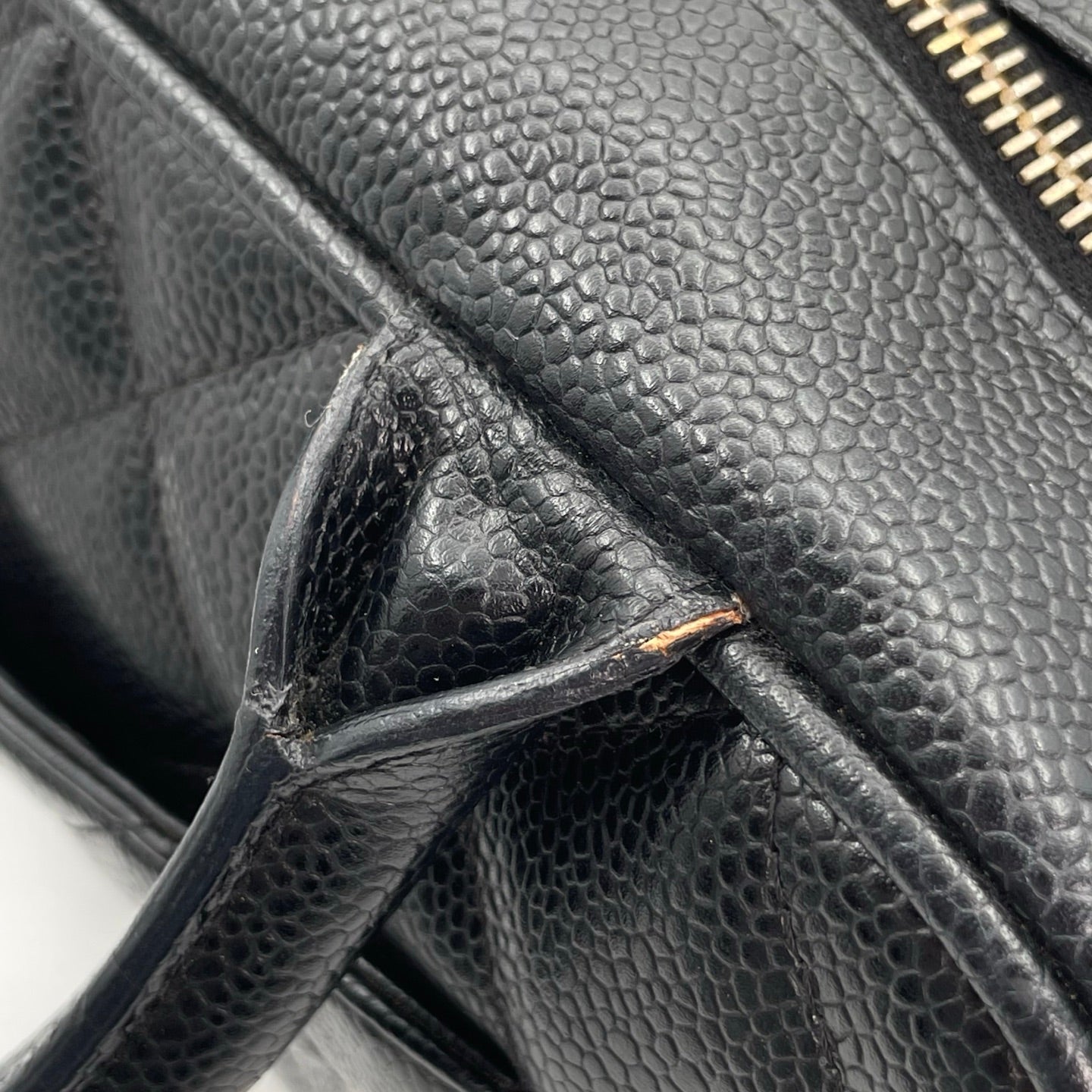 Chanel Small Black Caviar Leather Bowling Tote Bag Gold Hardware [Used]