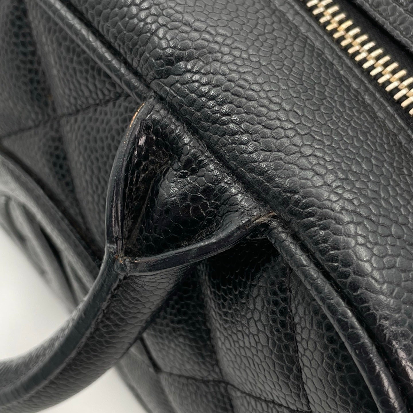 Chanel Small Black Caviar Leather Bowling Tote Bag Gold Hardware [Used]