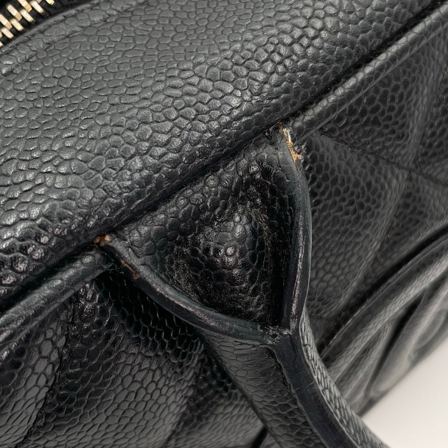 Chanel Small Black Caviar Leather Bowling Tote Bag Gold Hardware [Used]