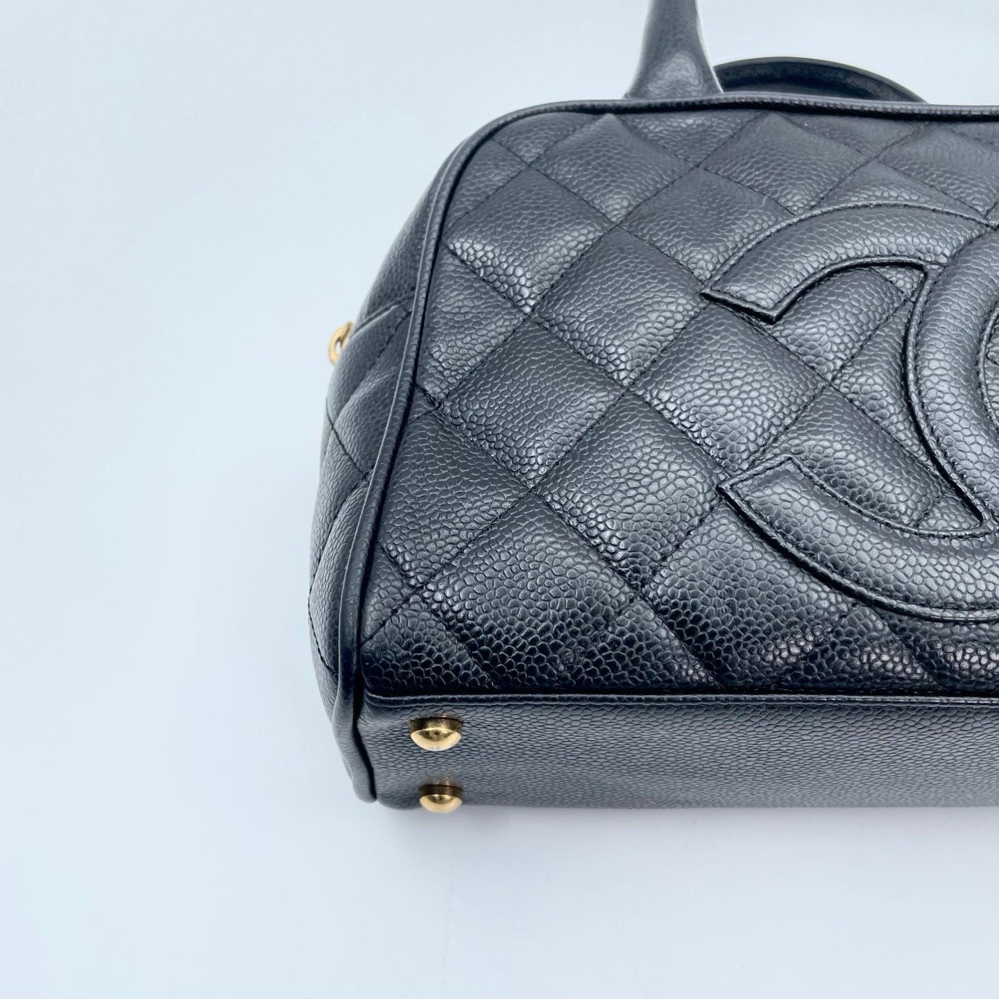 Chanel Small Black Caviar Leather Bowling Tote Bag Gold Hardware [Used]