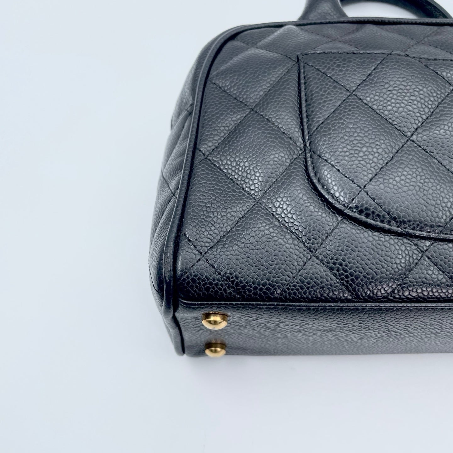Chanel Small Black Caviar Leather Bowling Tote Bag Gold Hardware [Used]