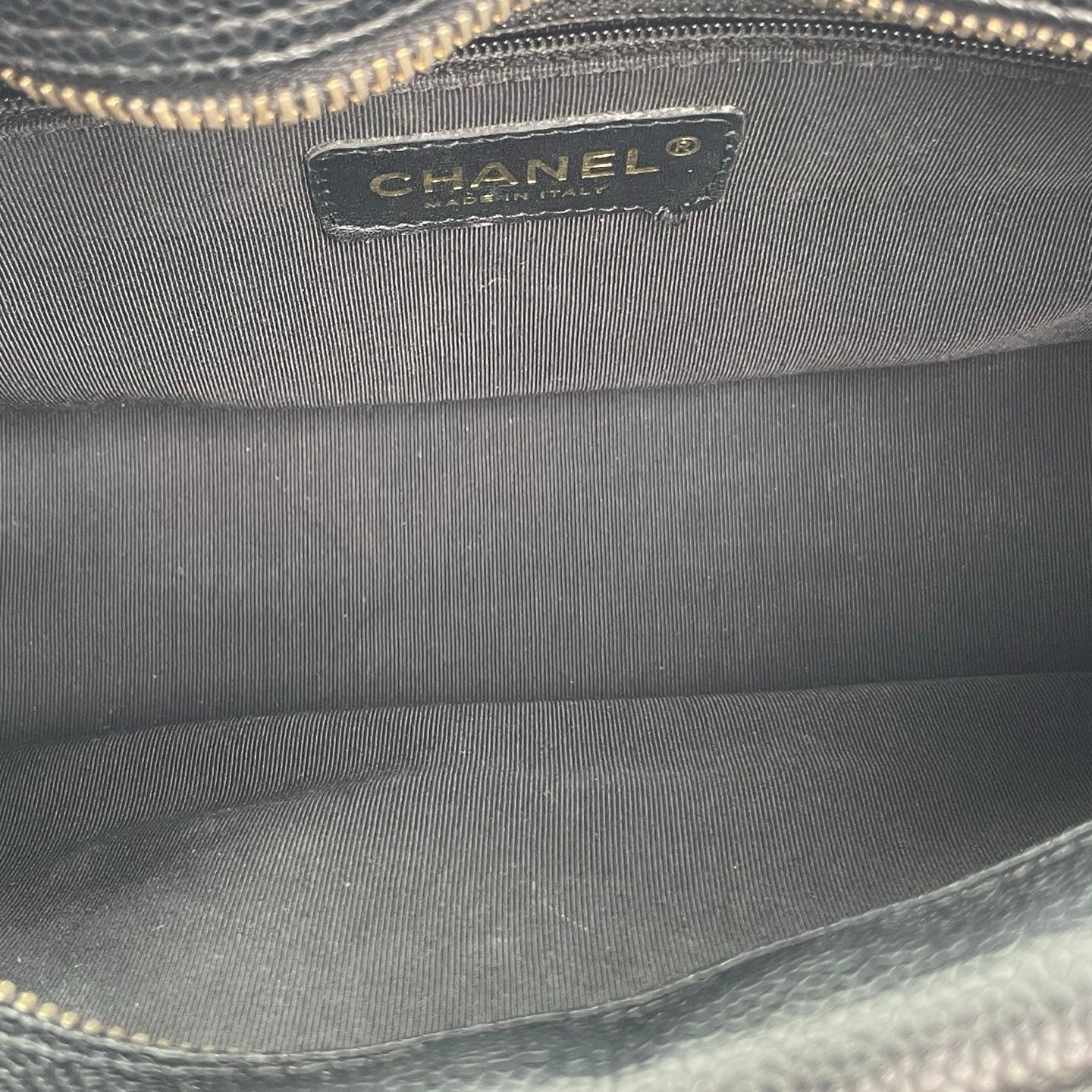 Chanel Small Black Caviar Leather Bowling Tote Bag Gold Hardware [Used]
