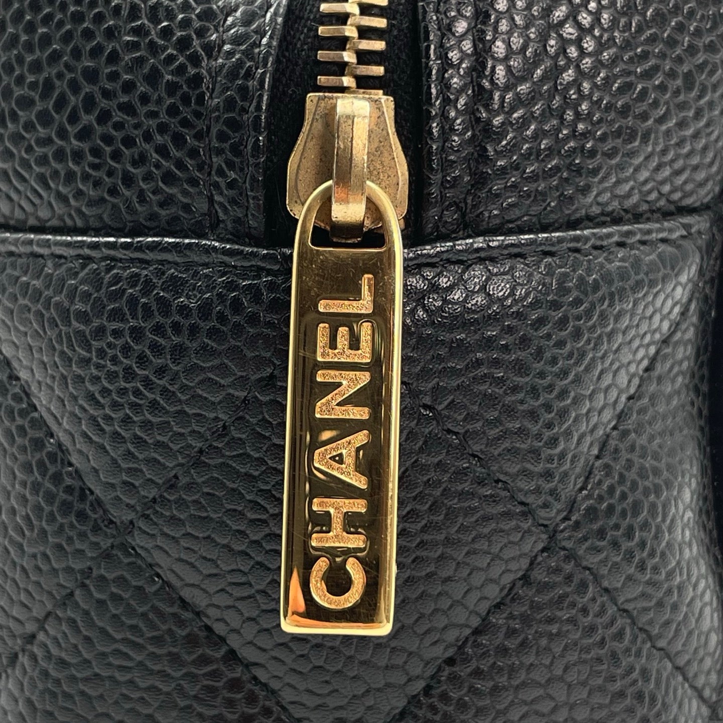 Chanel Small Black Caviar Leather Bowling Tote Bag Gold Hardware [Used]