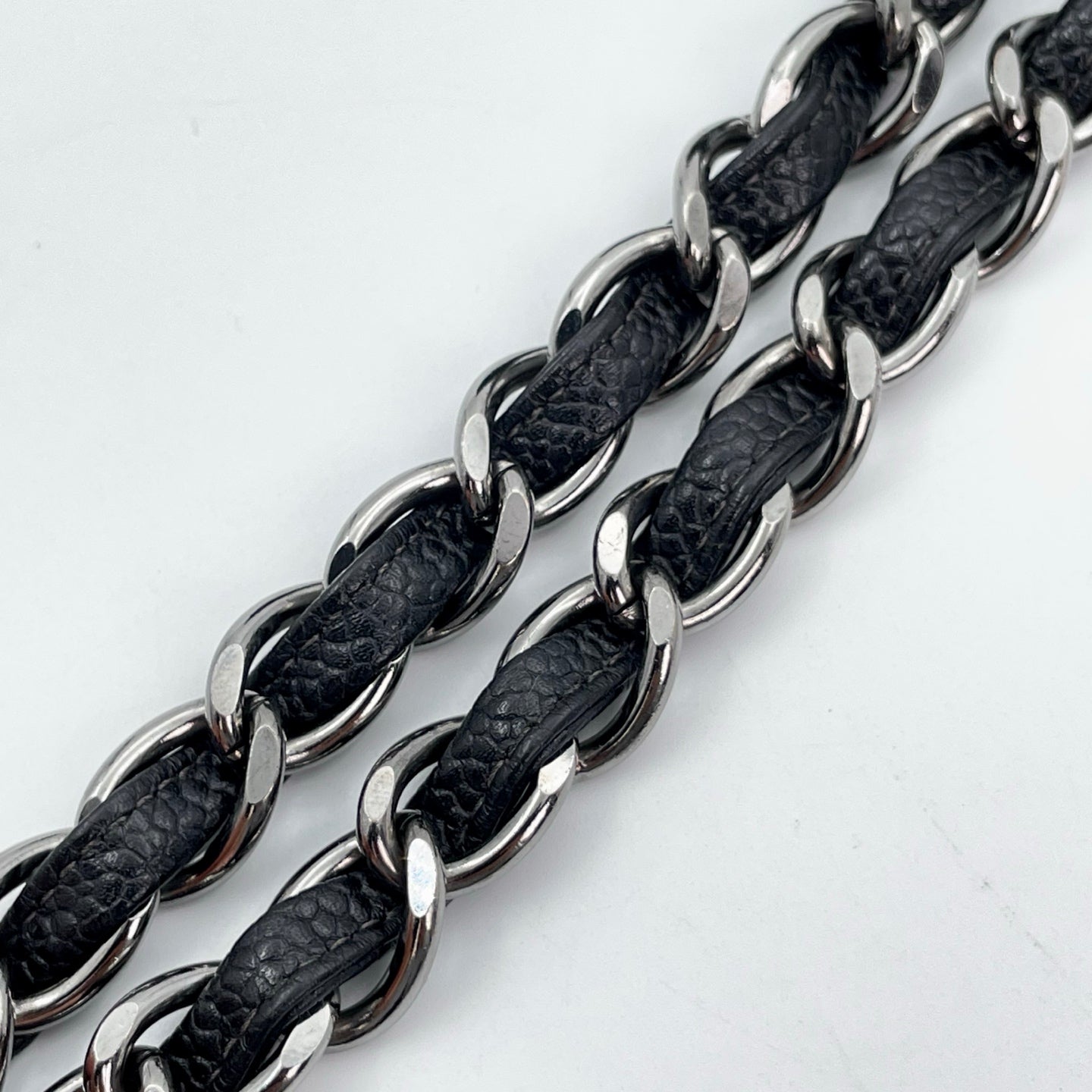 Chanel Black Caviar Leather Chain Shoulder Bag Silver Hardware [Used]