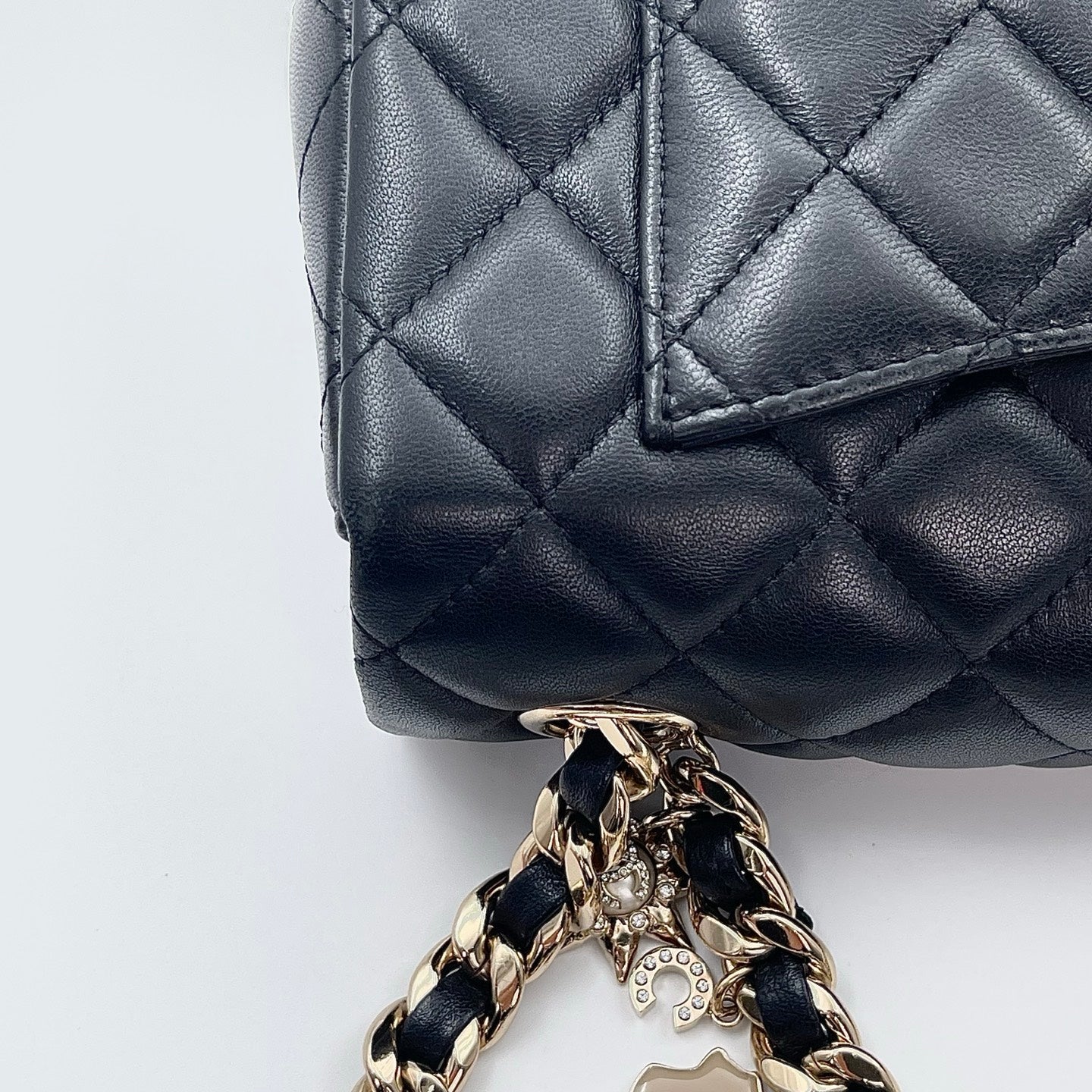 Chanel Black Mini Lambskin Coco Charms Rectangular Classic Flap Bag [Used]