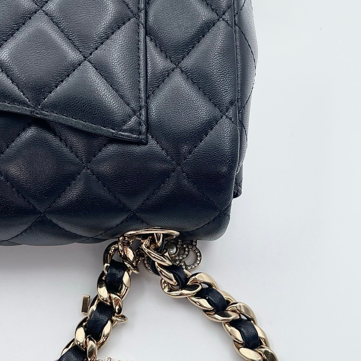 Chanel Black Mini Lambskin Coco Charms Rectangular Classic Flap Bag [Used]