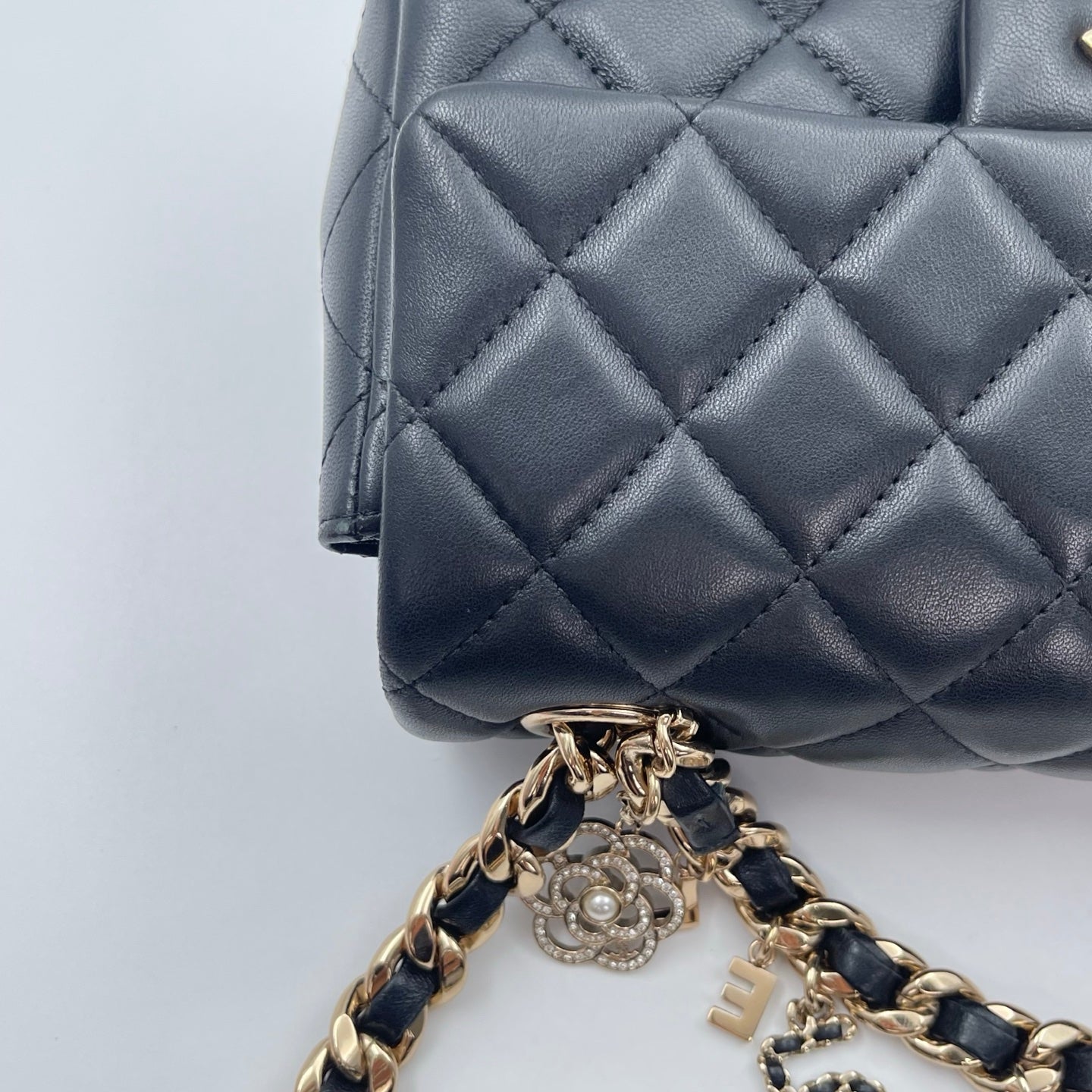 Chanel Black Mini Lambskin Coco Charms Rectangular Classic Flap Bag [Used]