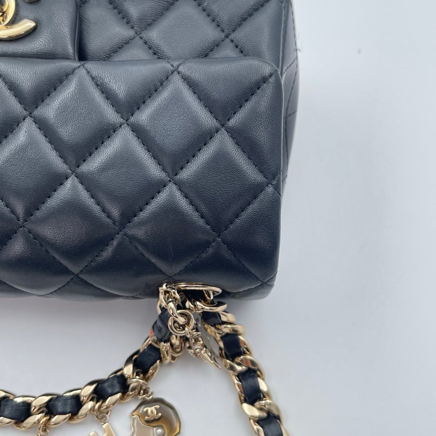 Chanel Black Mini Lambskin Coco Charms Rectangular Classic Flap Bag [Used]