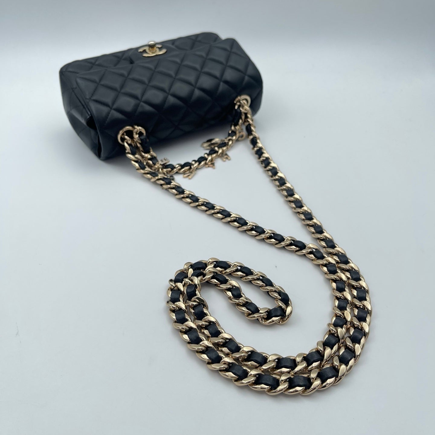Chanel Black Mini Lambskin Coco Charms Rectangular Classic Flap Bag [Used]