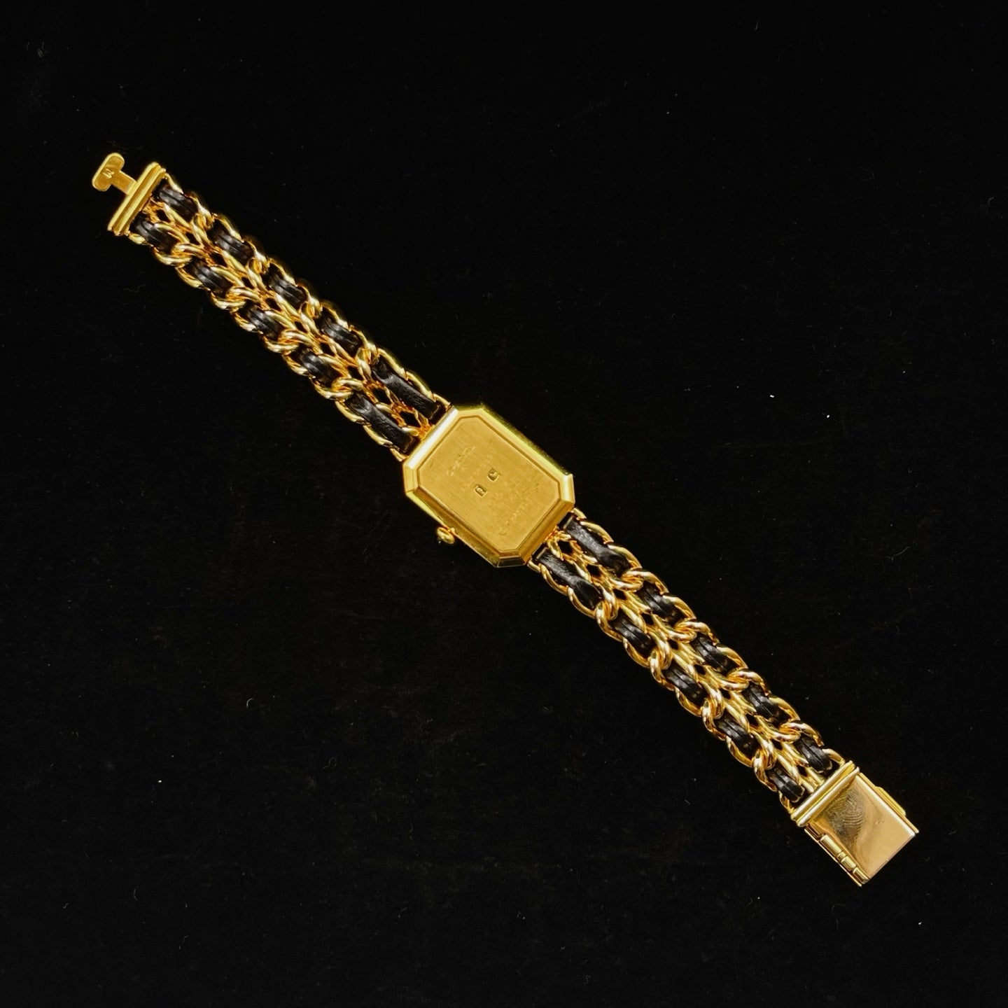 Chanel Première Black Dial Gold Chain Watch M Size [Used]
