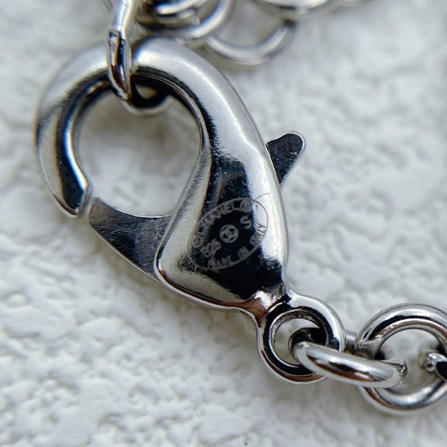 Chanel Black Silver Rhinestone CC Necklace [Used]
