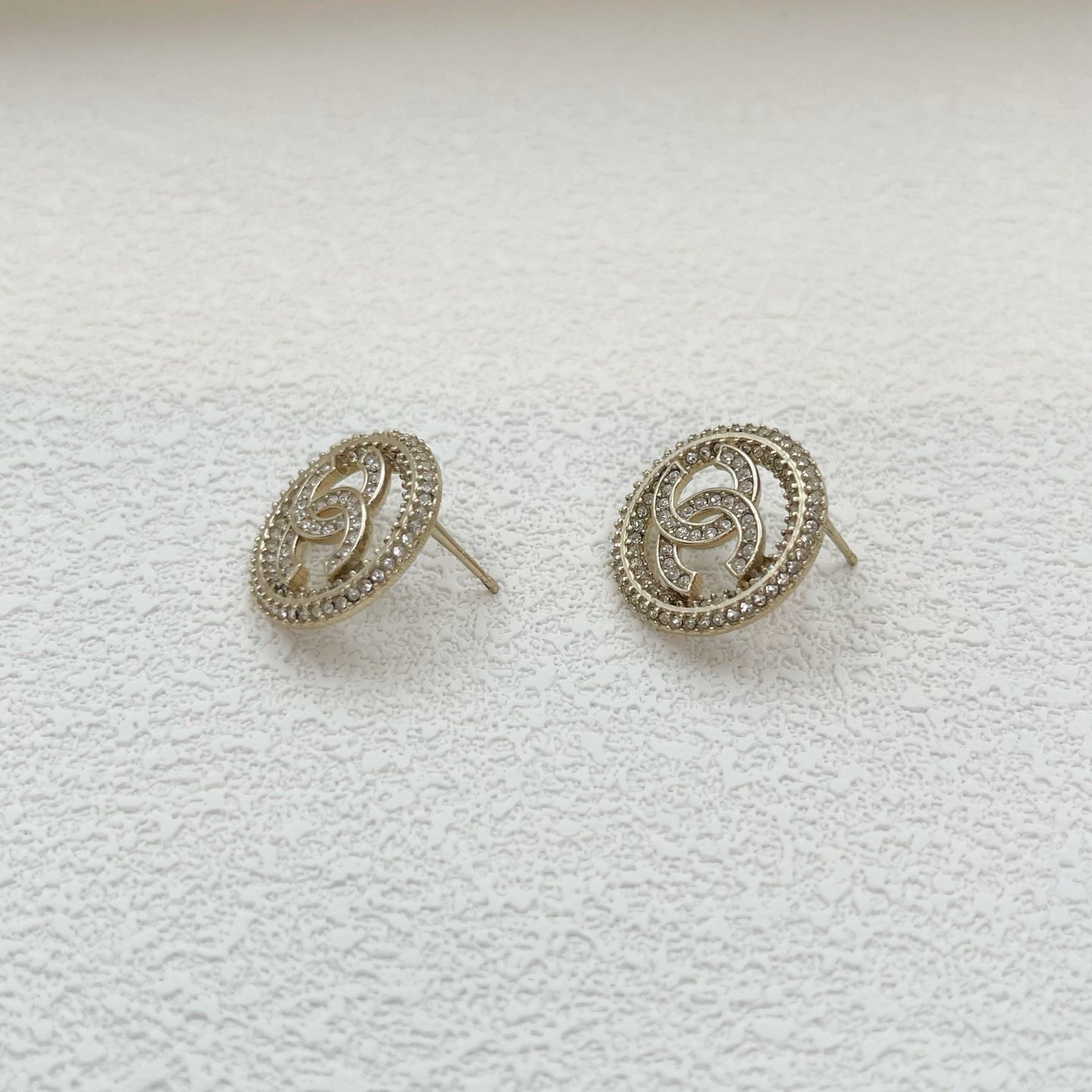 Chanel CC Logo Rhinestone Earrings [Used]