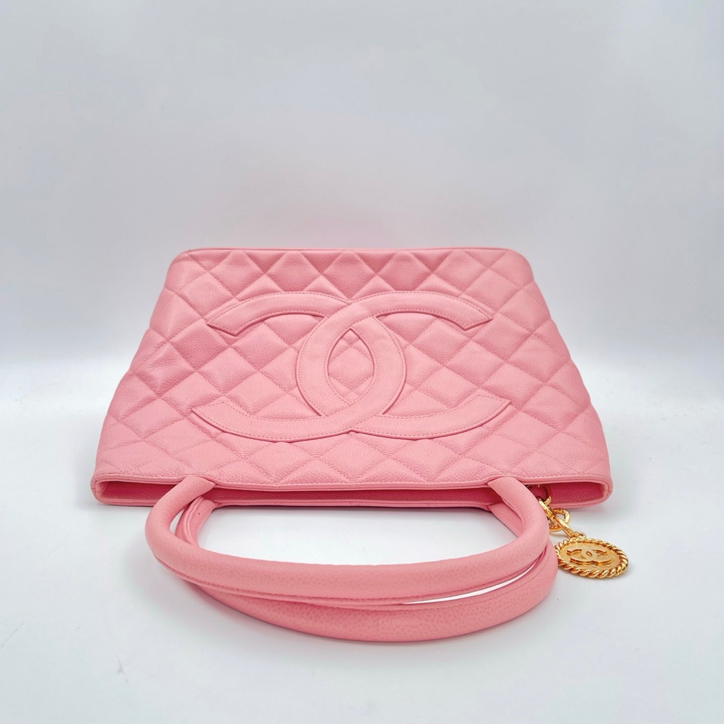 Chanel Pink Quilted Caviar Leather Medallion Tote Bag [Used]